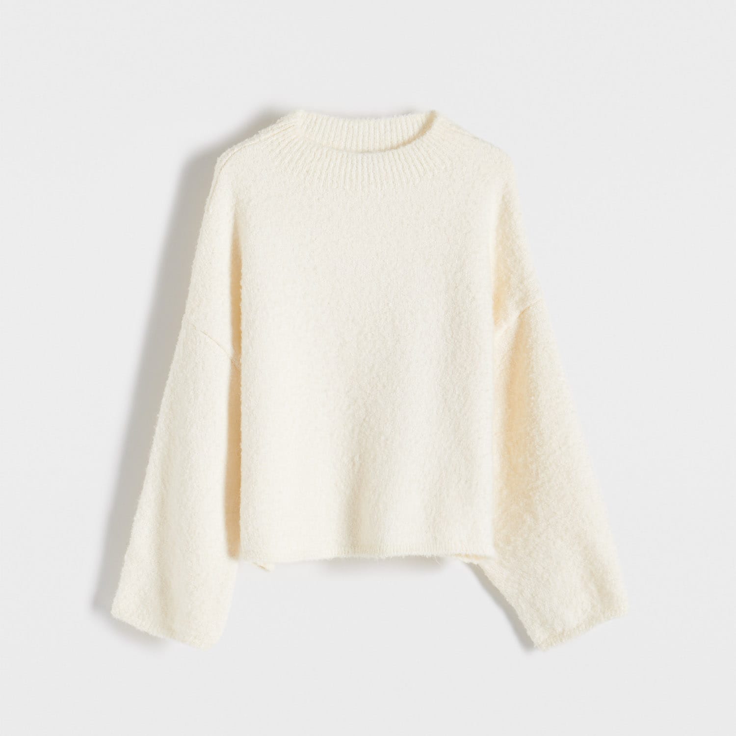 Reserved - Gładki sweter z półgolfem - Kremowy