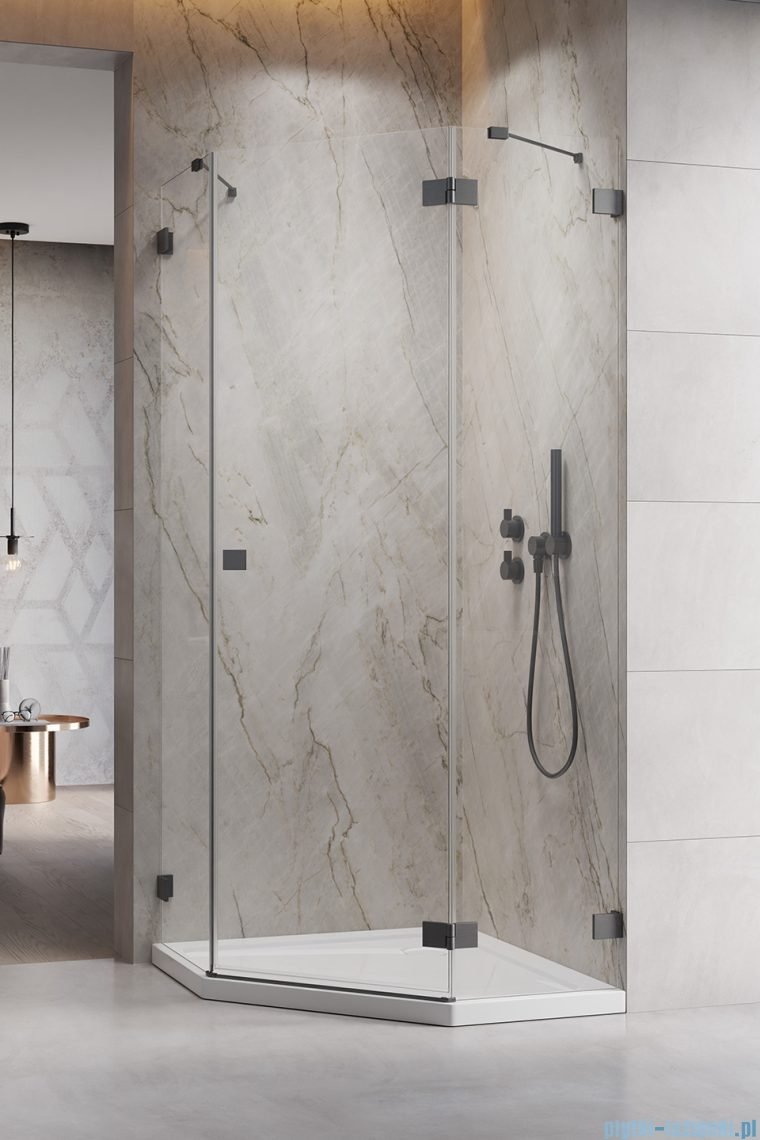 Radaway Essenza Pro  Brushed GunMetal Ptj kabina pięciokątna 100x90 prawa szczotkowany grafit 10100000-92-01R/10100900-01-01