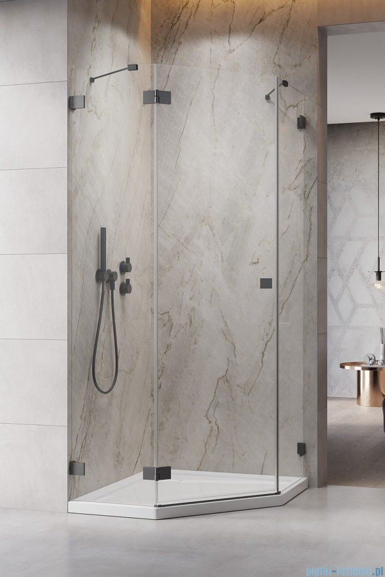 Radaway Essenza Pro Brushed GunMetal Ptj kabina pięciokątna 90x80 lewa szczotkowany grafit 10100000-92-01L/10100600-01-01