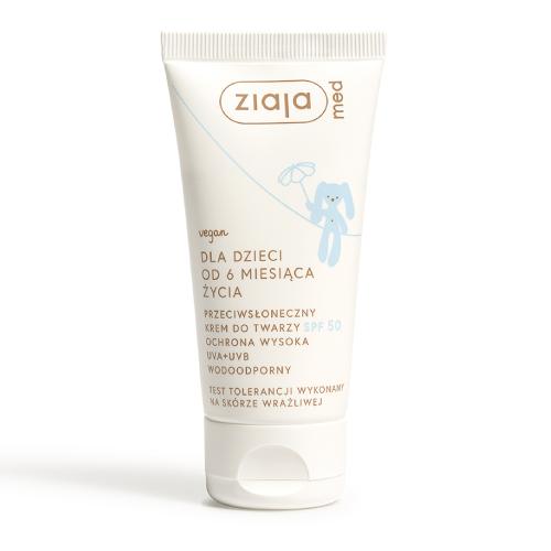 ZIAJA MED Dla Dzieci Przeciwsłoneczny krem do twarzy SPF 50 wodoodporny, 50ml