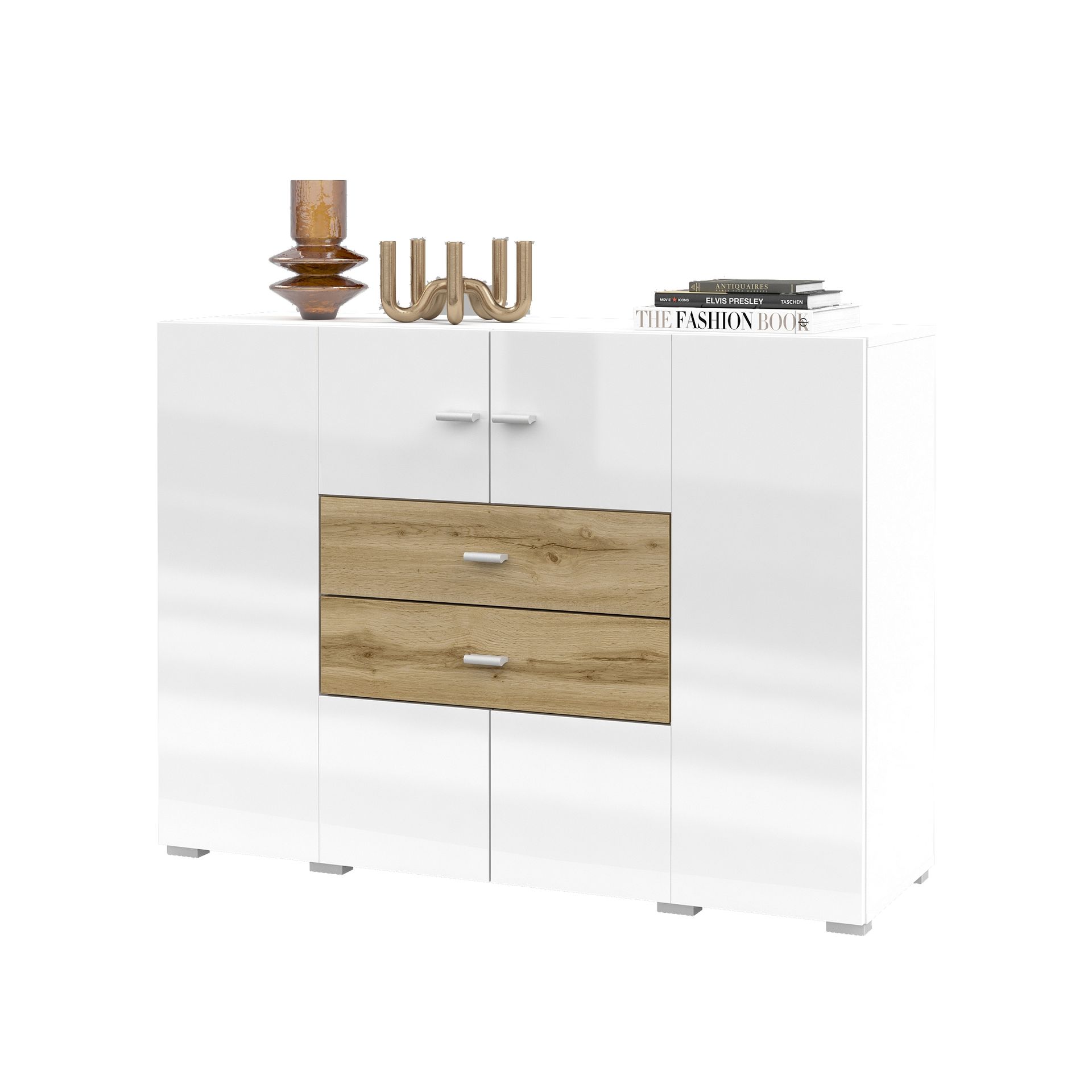 Komoda 2D2S TYP-43 Coby Helvetia Wieruszów Biały Mat / Dąb Wotan / Biały Połysk