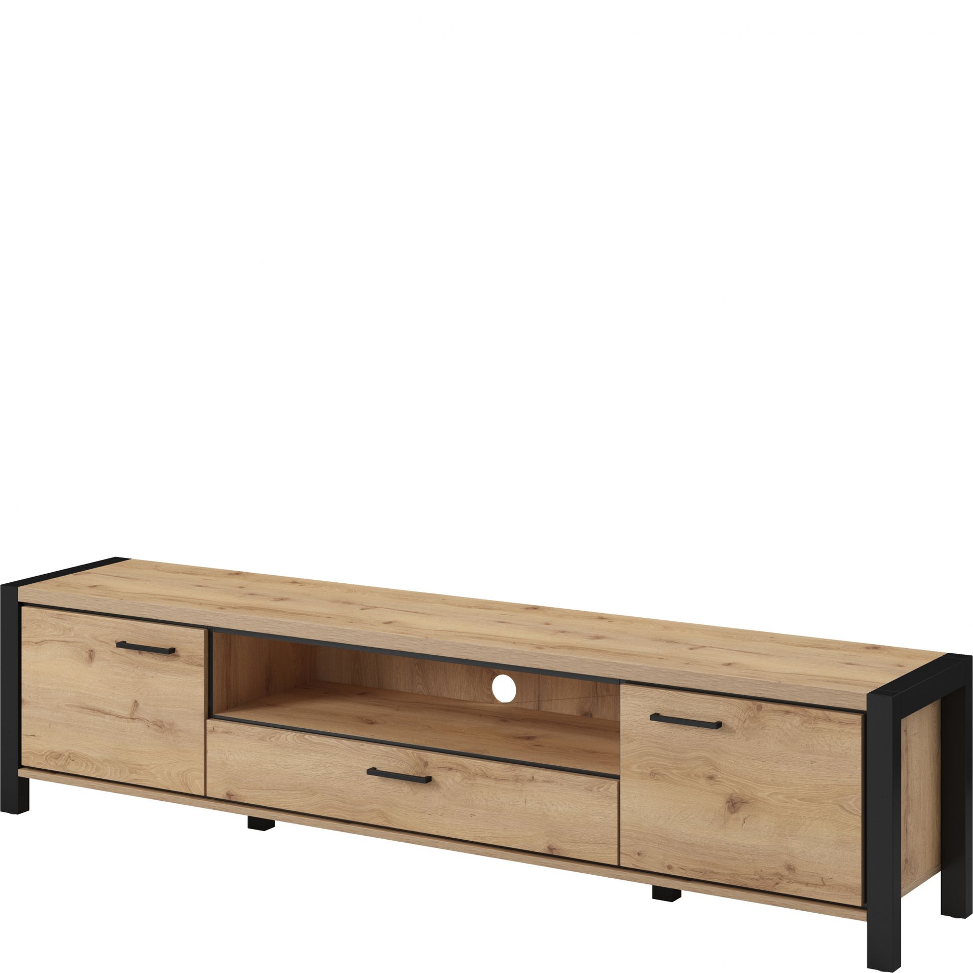 Szafka RTV 2D1S 210 cm 24TWLK40 TYP-40 Aktiv Helvetia Wieruszów Dąb Taurus, Czarny