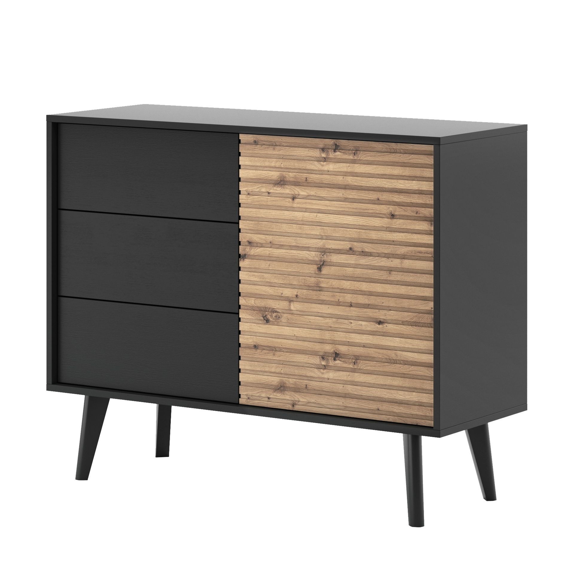 Komoda KSZ104 Willow Piaski Meble Czarny, Dąb Artisan