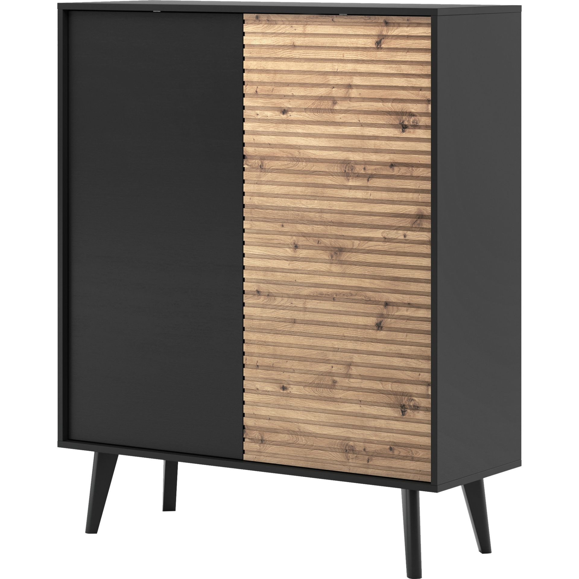 Komoda KD104 Willow Piaski Meble Czarny, Dąb Artisan