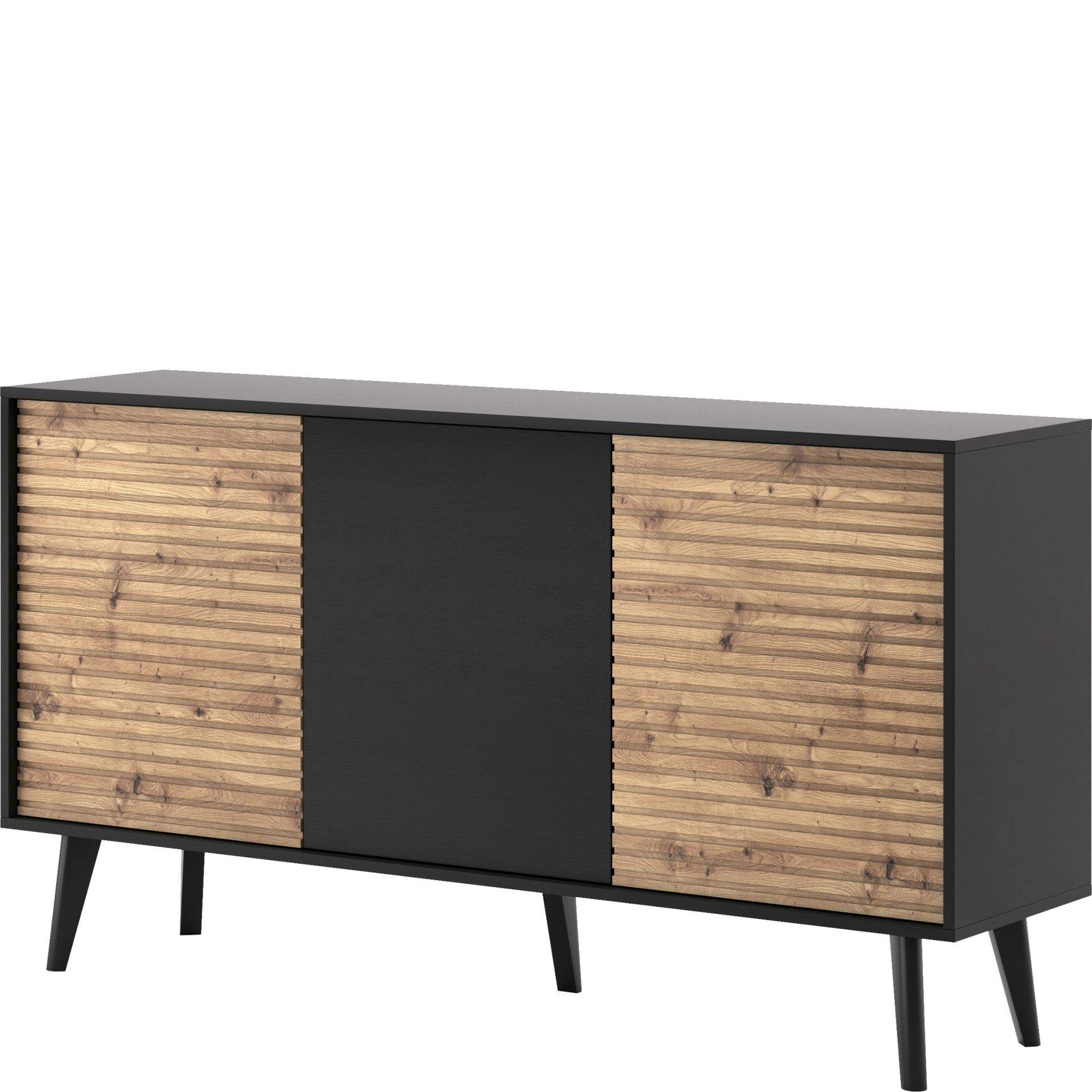 Komoda K154 Willow Piaski Meble Czarny, Dąb Artisan