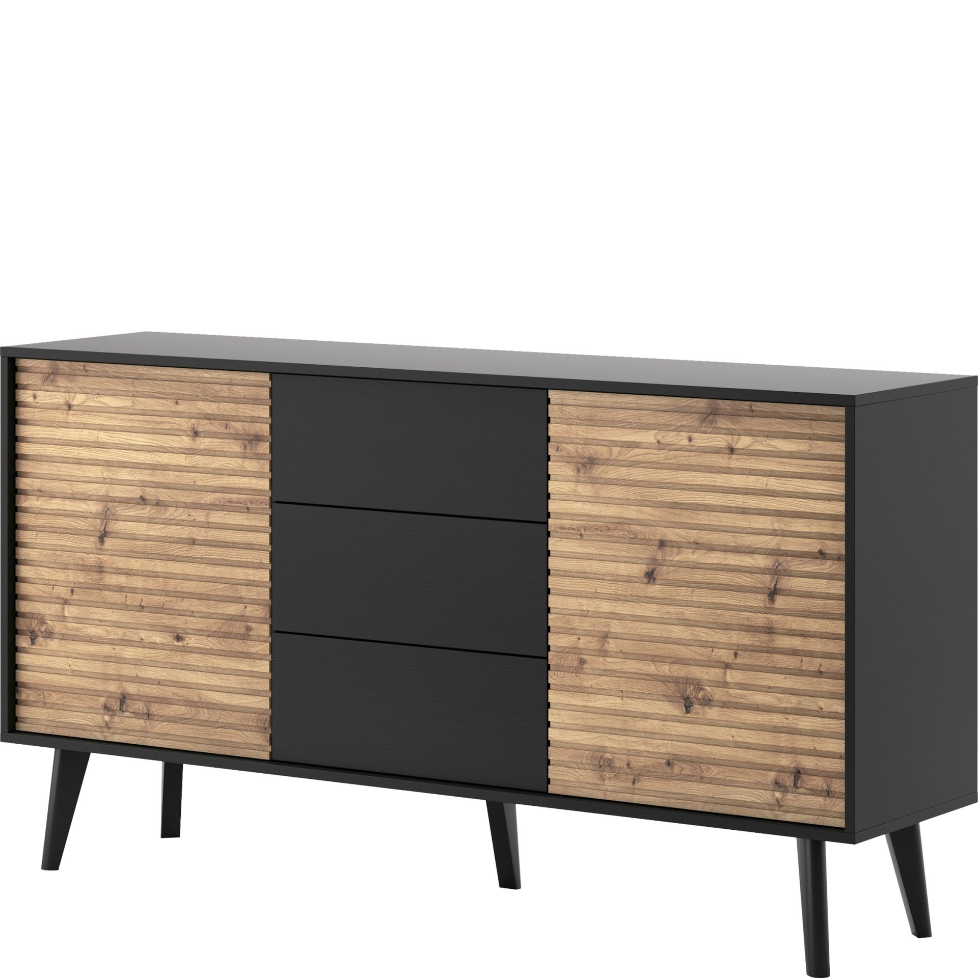 Komoda KSZ154 Willow Piaski Meble Czarny, Dąb Artisan