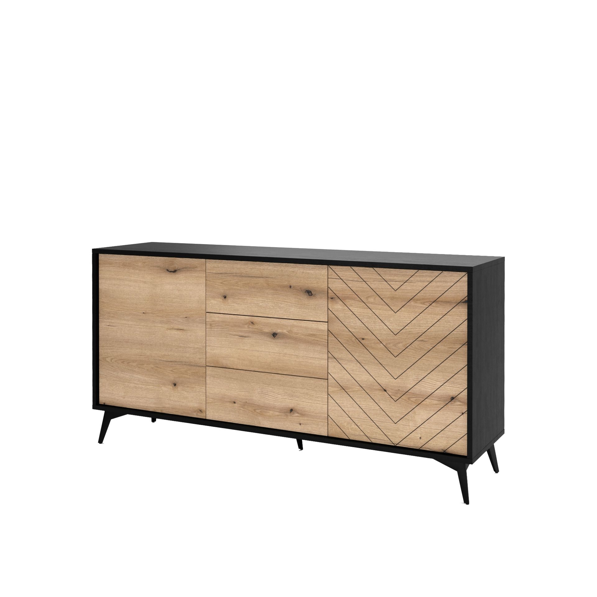 Komoda KSZ154 Diamond Piaski Meble Dąb Evoke, Czarna Struktura