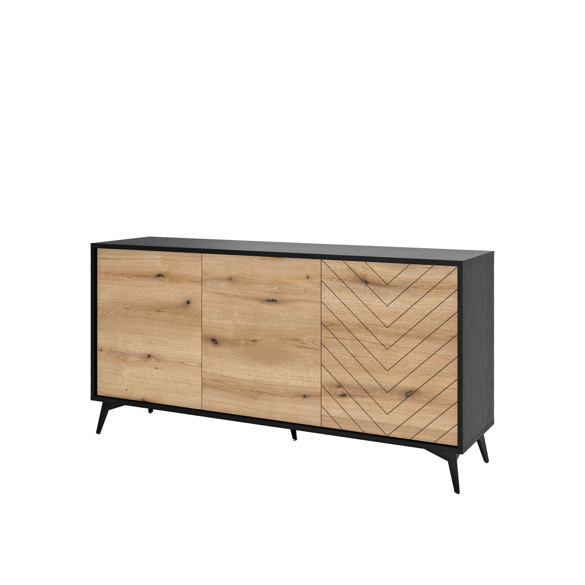 Komoda K154 Diamond Piaski Meble Dąb Evoke, Czarna Struktura