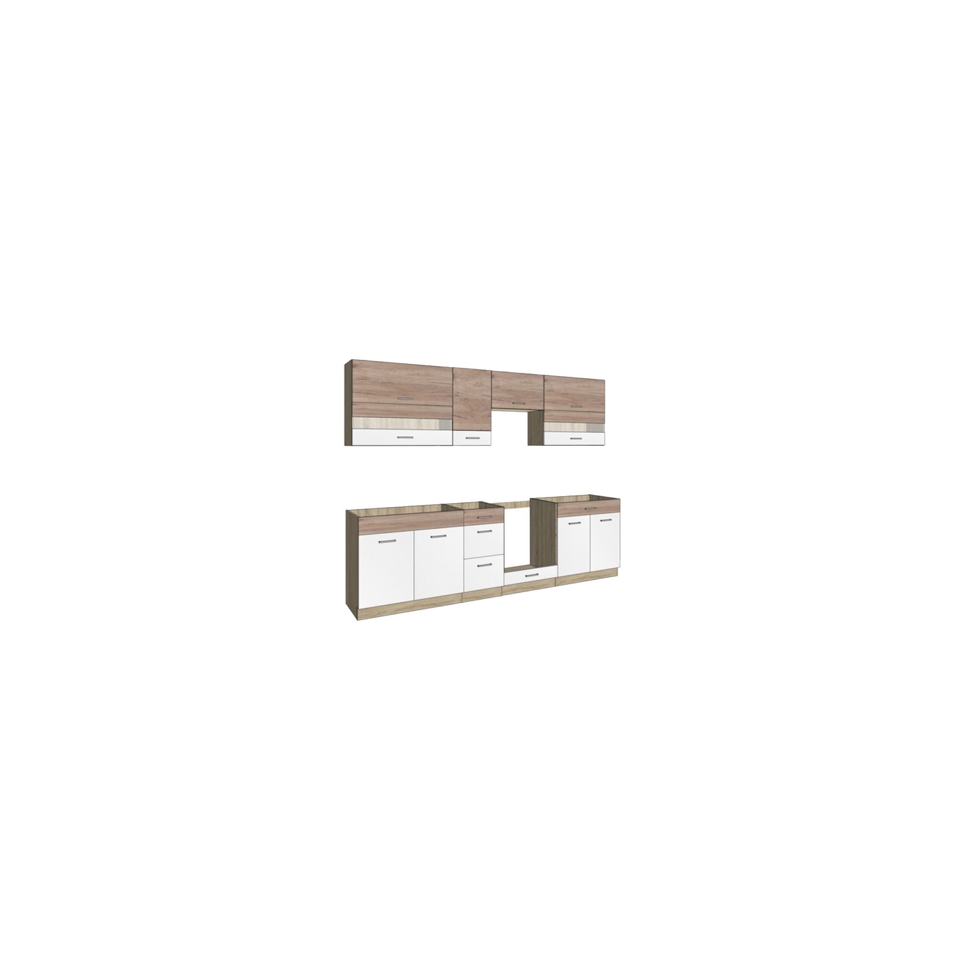 Zestaw Mebli Kuchennych C Plus 260 cm Infinity Latte Fadome Dąb Sonoma, Basic