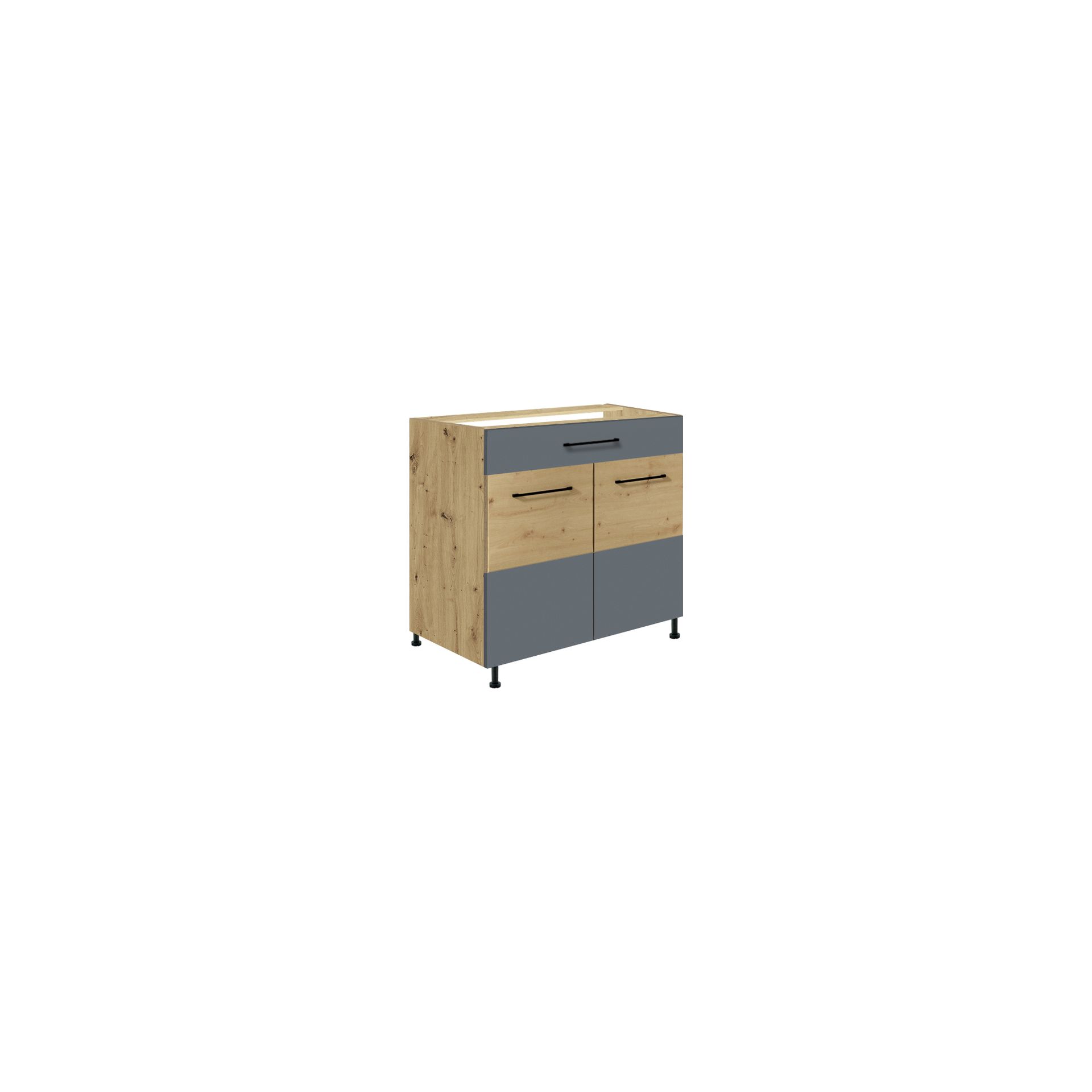 Szafka Dolna Stojąca 1 Szuflada 1 Drzwi 80 cm IG-6D Infinity Gray Fadome Dąb Artisan, Basic, h 10cm