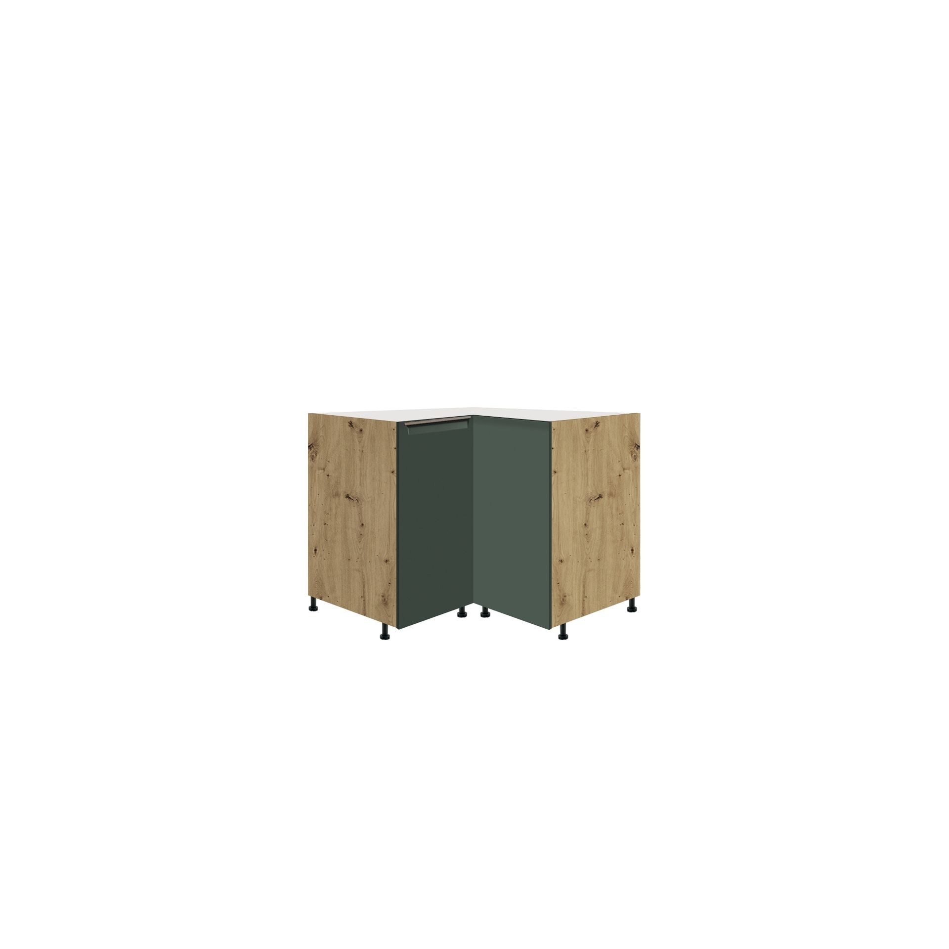 Szafka Dolna Stojąca Narożna 1 Drzwi GLA-16D Glamour Green Fadome Dąb Artisan, Basic, Półka Wiórowa, h 10cm