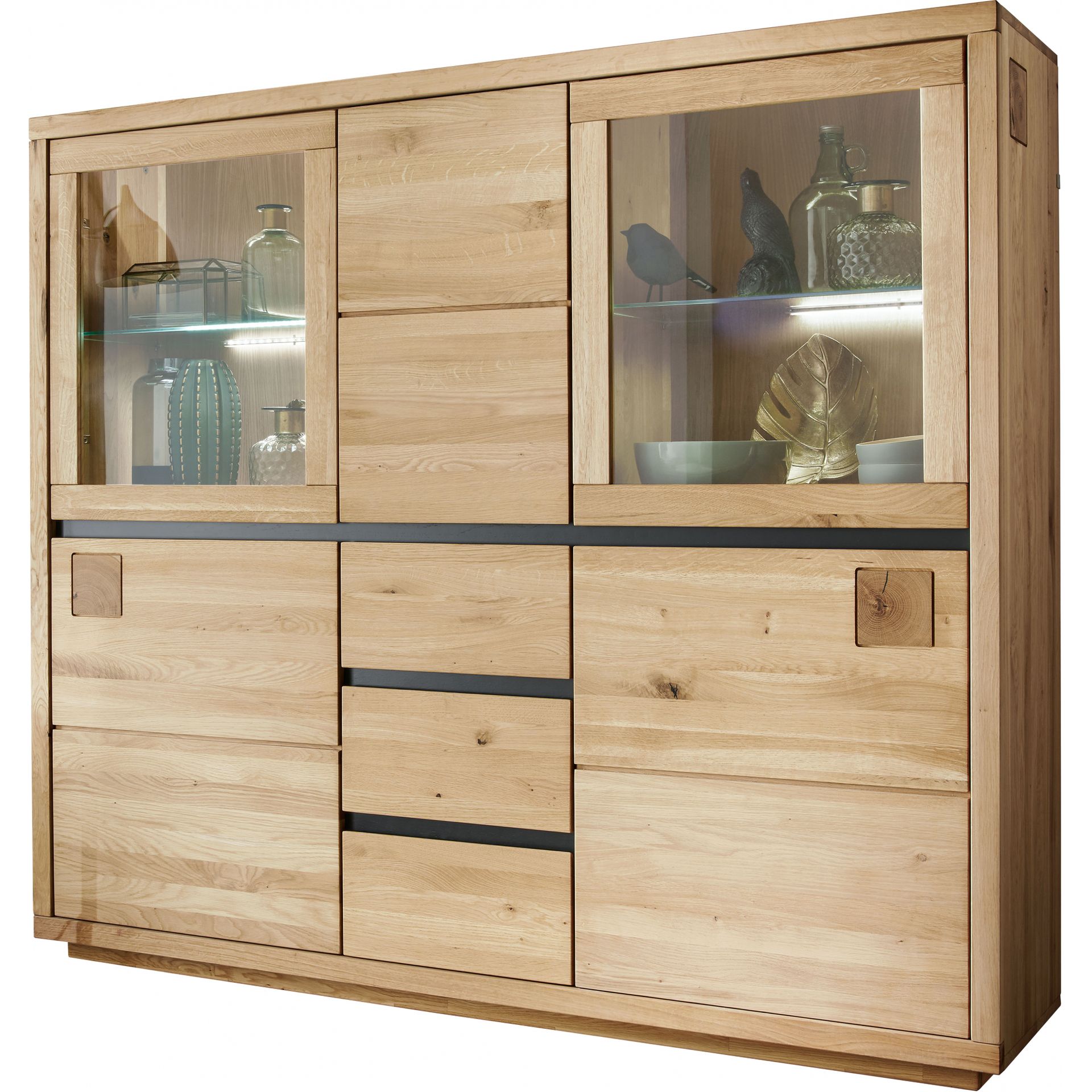 Kredens II Drewniany z Dzikiego Dębu WZ-0159-5401 WZ-0159 Dąb G+K Meble Dąb Dziki Olejowany, Czarny