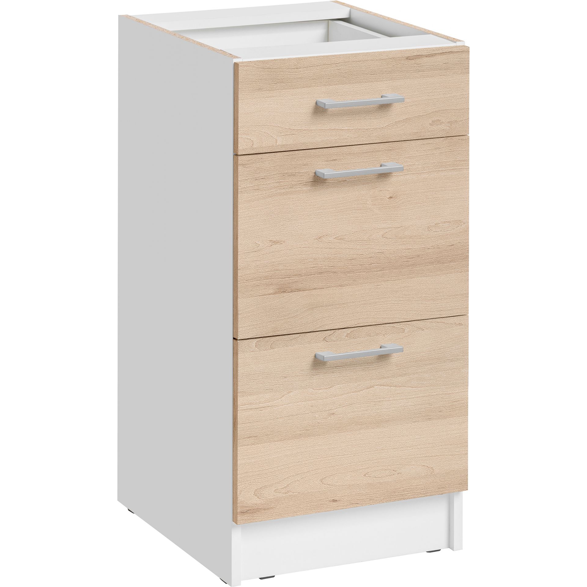 Szafka Dolna Stojąca 3 Szuflady DS 4/3 Ecomodel Layman Dąb Bordeaux, Biały Mat