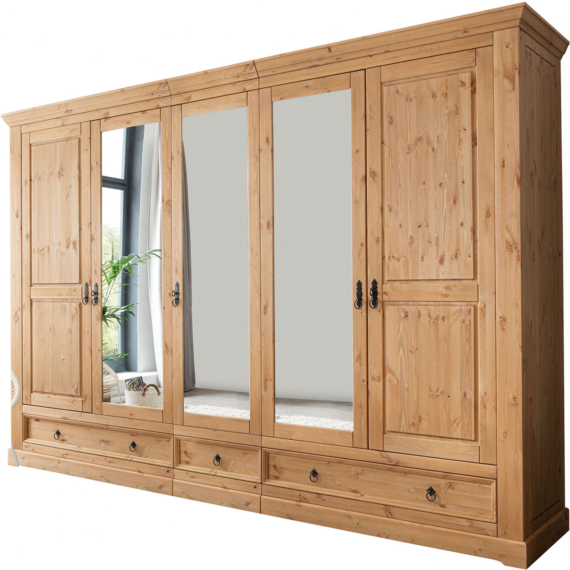 Szafa 5D Drewniana z Sosny Bejcowanej SZ-0079-5401 SZ-0079 G+K Meble Dąb Bejca Olejna
