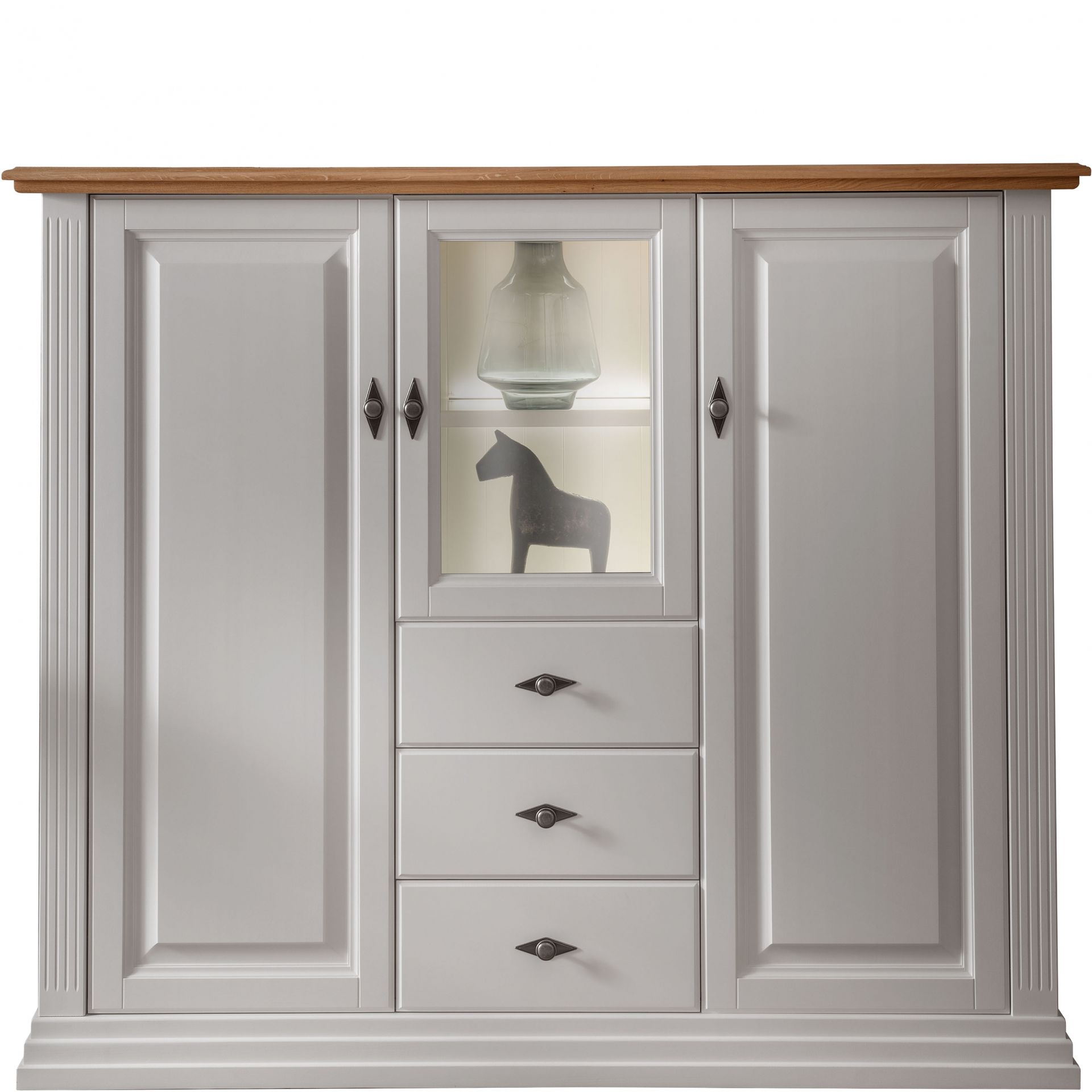 Kredens II Drewniany z Białej Sosny WZ-0622-0401 WZ-0622 G+K Meble Sosna Woskowana Na Biało, Dąb Olej