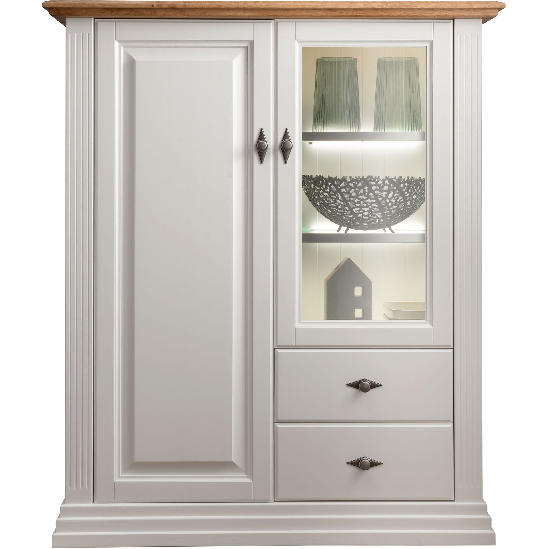 Kredens I Drewniany z Białej Sosny WZ-0622-0301 WZ-0622 G+K Meble Sosna Woskowana Na Biało, Dąb Olej