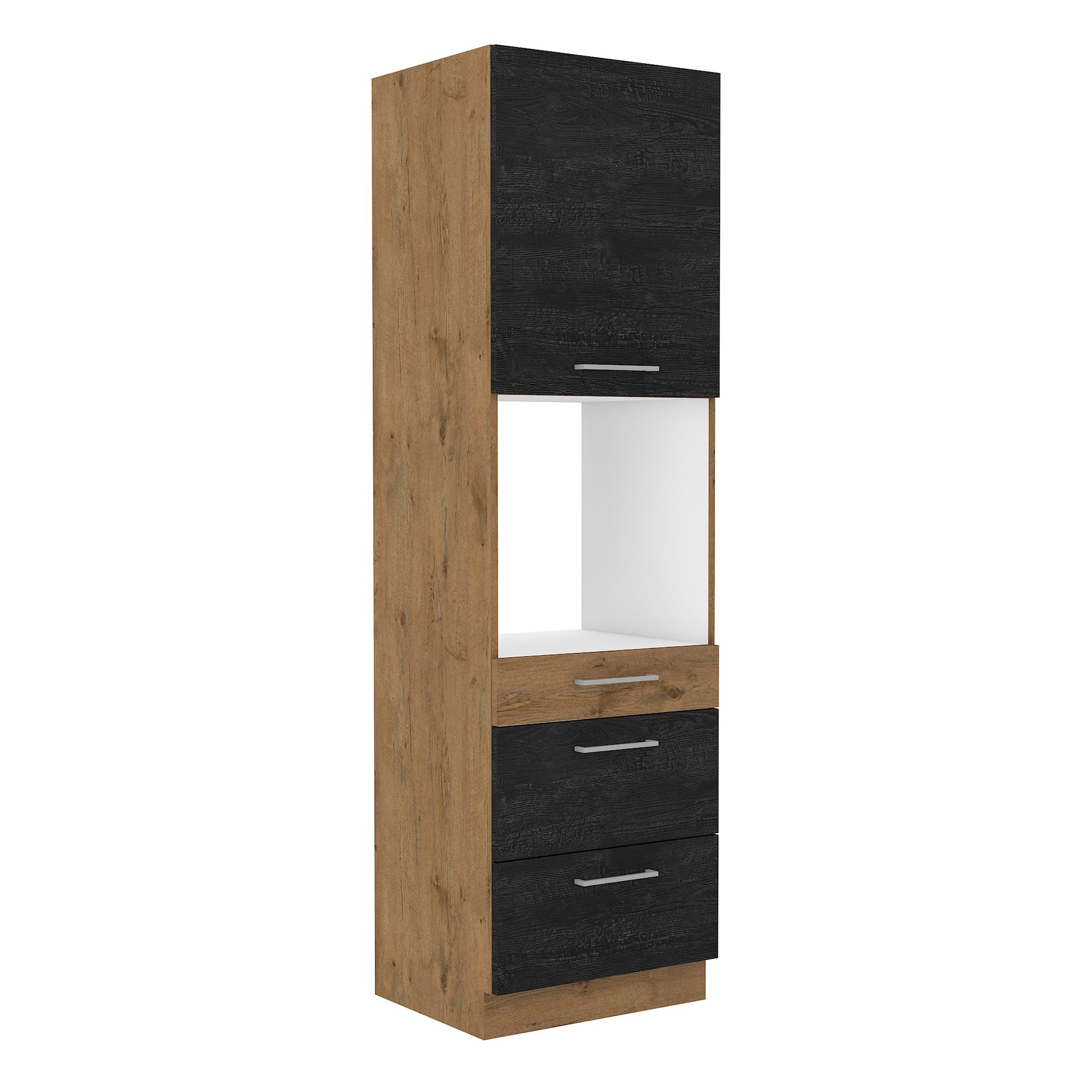 Szafka Dolna Wysoka Słupek Pod Zabudowę Piekarnika 60 DPS-210 3S 1F Vigo Dark Stolarz Lempert Dark Wood, Dąb Lancelot