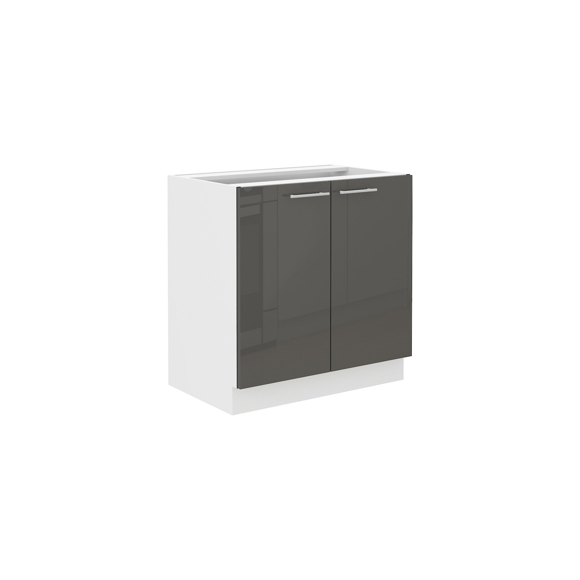 Szafka Pod Zlewozmywak 2 Drzwi 80ZL 2F Lara Grafit Połysk Stolarz Lempert Grafit, Biały