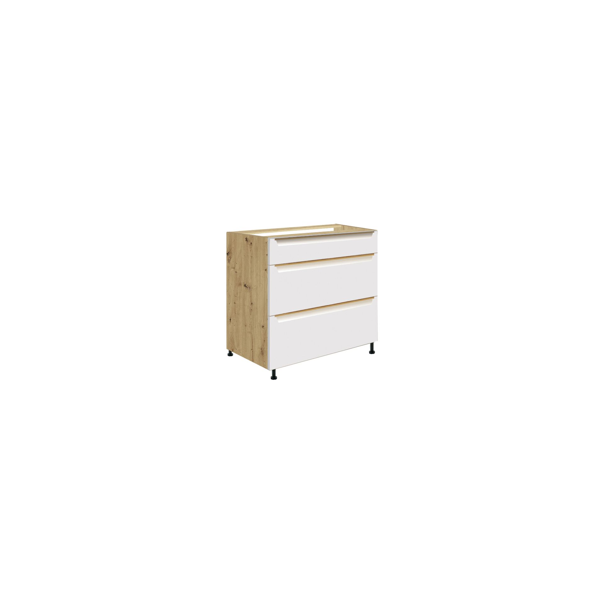 Szafka Dolna Stojąca 3 Szuflady 80 cm GLA-22D Glamour White Fadome Sosna Andersen, Basic, h 10cm