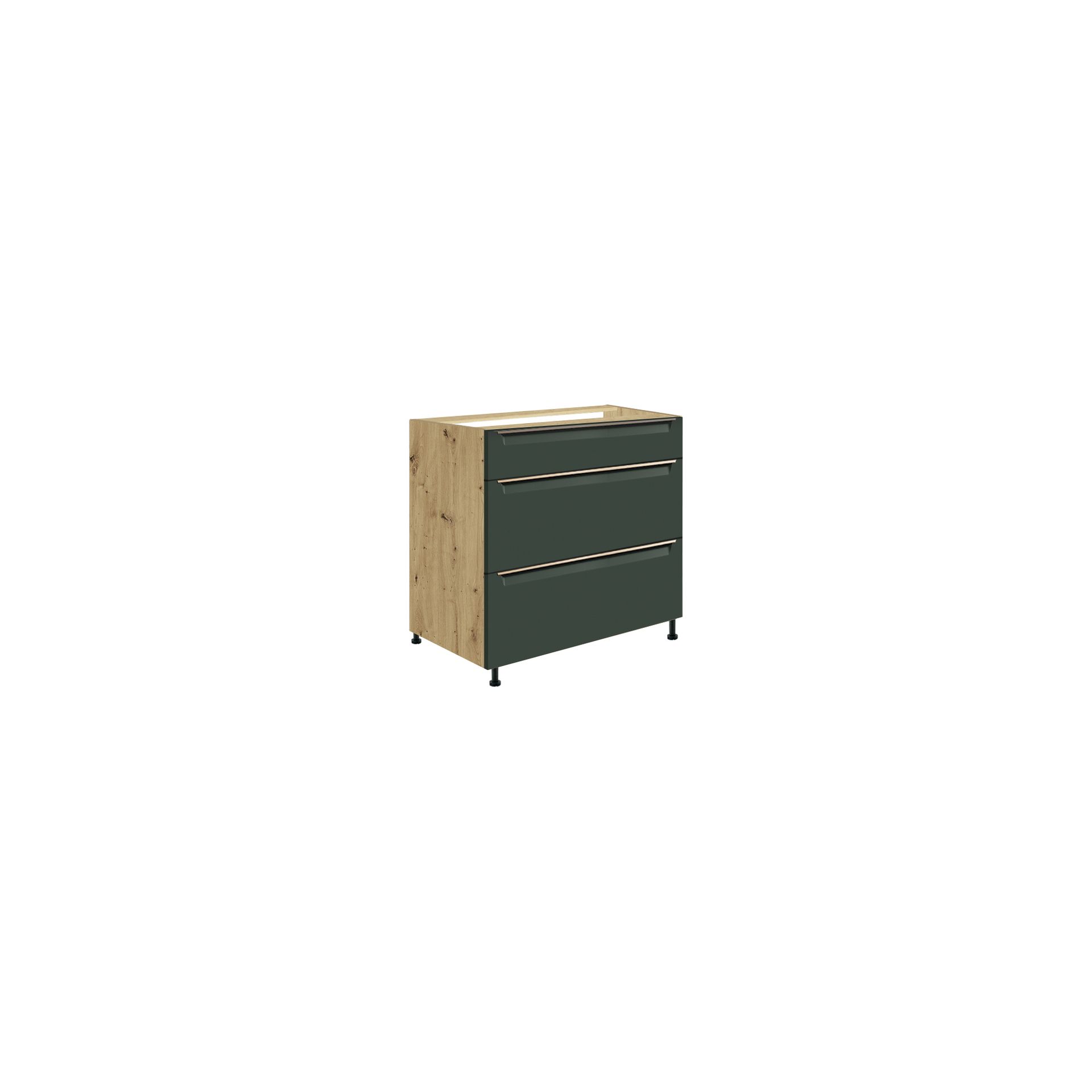 Szafka Dolna Stojąca 3 Szuflady 80 cm GLA-22D Glamour Green Fadome Dąb Artisan, Basic, h 10cm