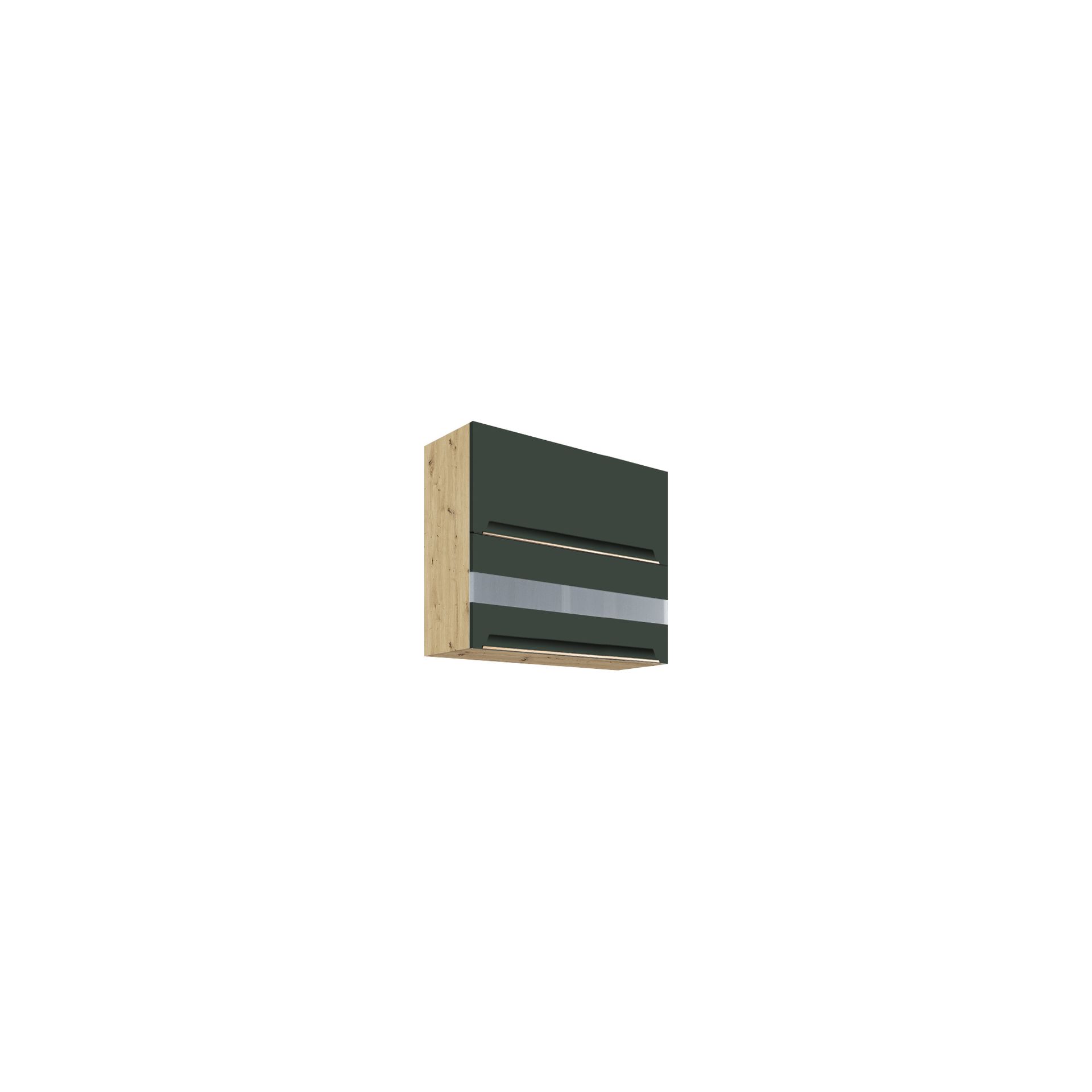 Szafka Górna Wisząca Witryna 2 Klapy 80 cm GLA-41G Glamour Green Fadome Dąb Artisan, Basic