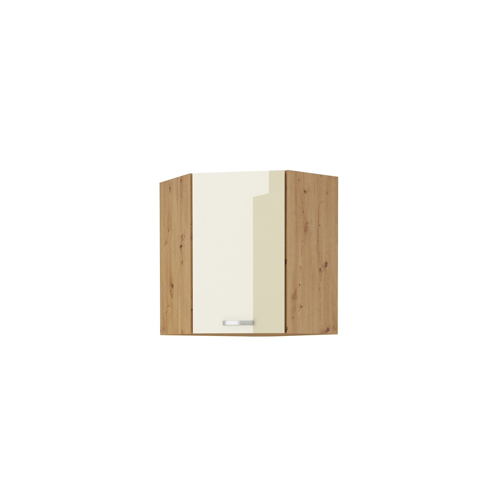 Szafka Górna Wisząca Narożna 1 Drzwi 58 x 58 GN-72 1F Artisan Krem Połysk Stolarz Lempert Krem, Dąb Artisan