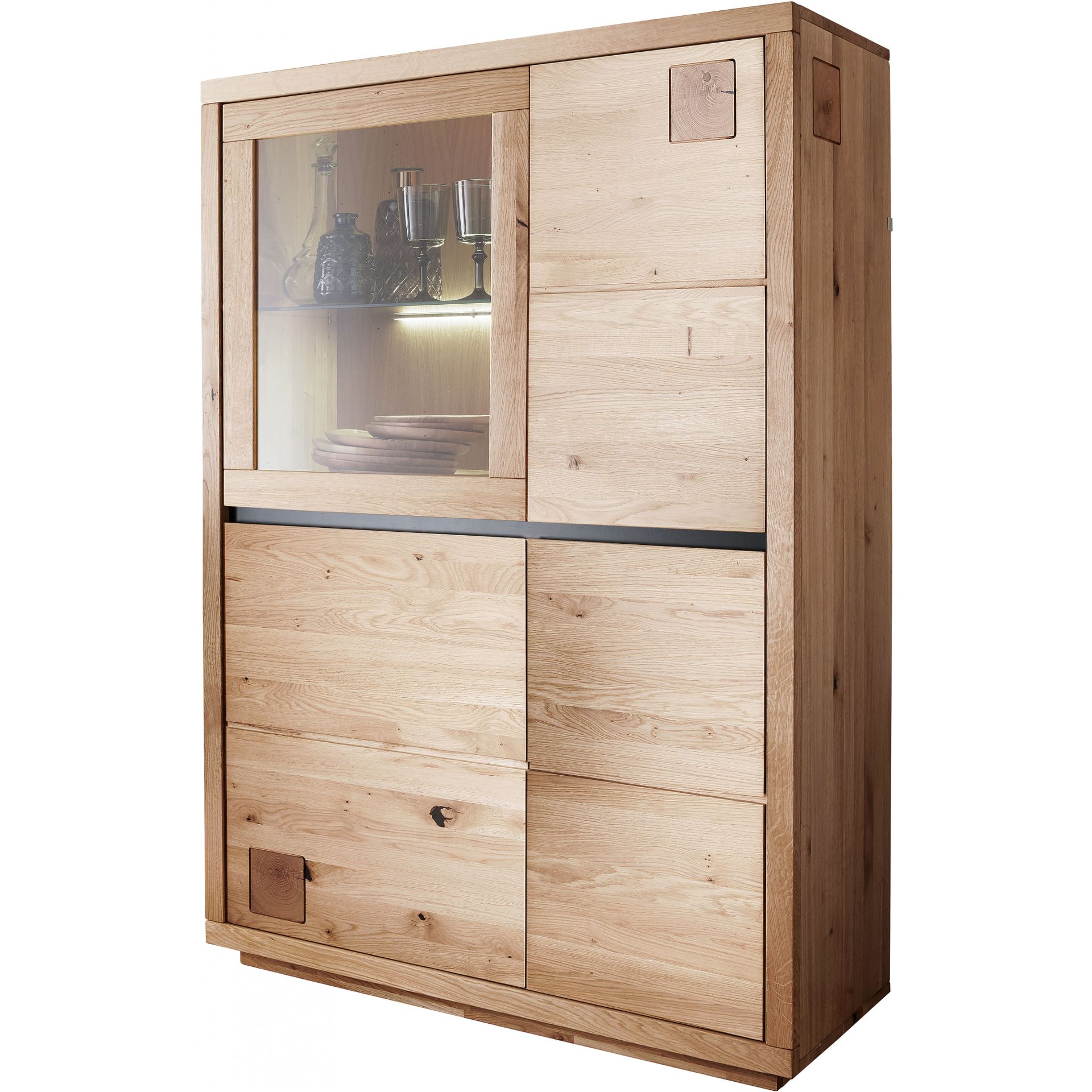 Kredens I Drewniany z Dzikiego Dębu Lewy WZ-0159-6701 WZ-0159 Dąb G+K Meble Dąb Dziki Olejowany, Czarny