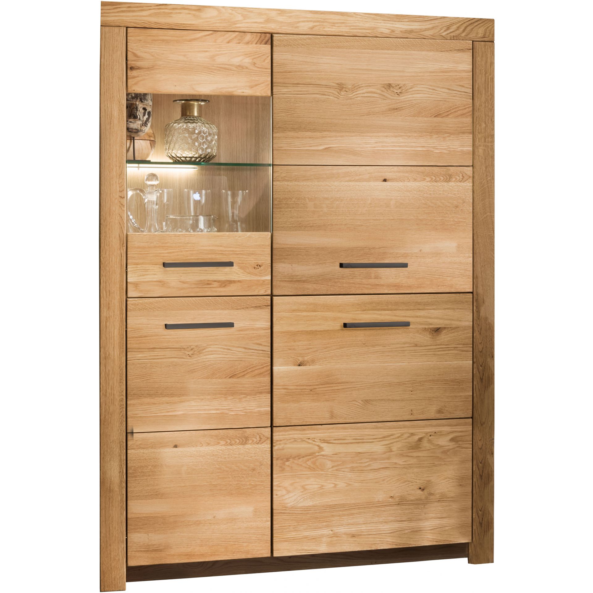 Kredens II Drewniany z Dębu Olejowanego Lewy WZ-0169-0421 WZ-0169 G+K Meble Niklowany Srebrny