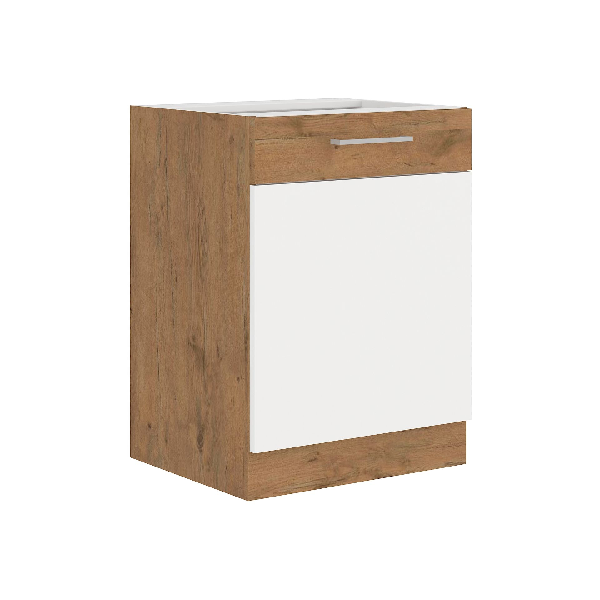 Szafka Dolna Stojąca 1 Drzwi 60 D 1F Vigo Biały Połysk Stolarz Lempert Biały, Dąb Lancelot