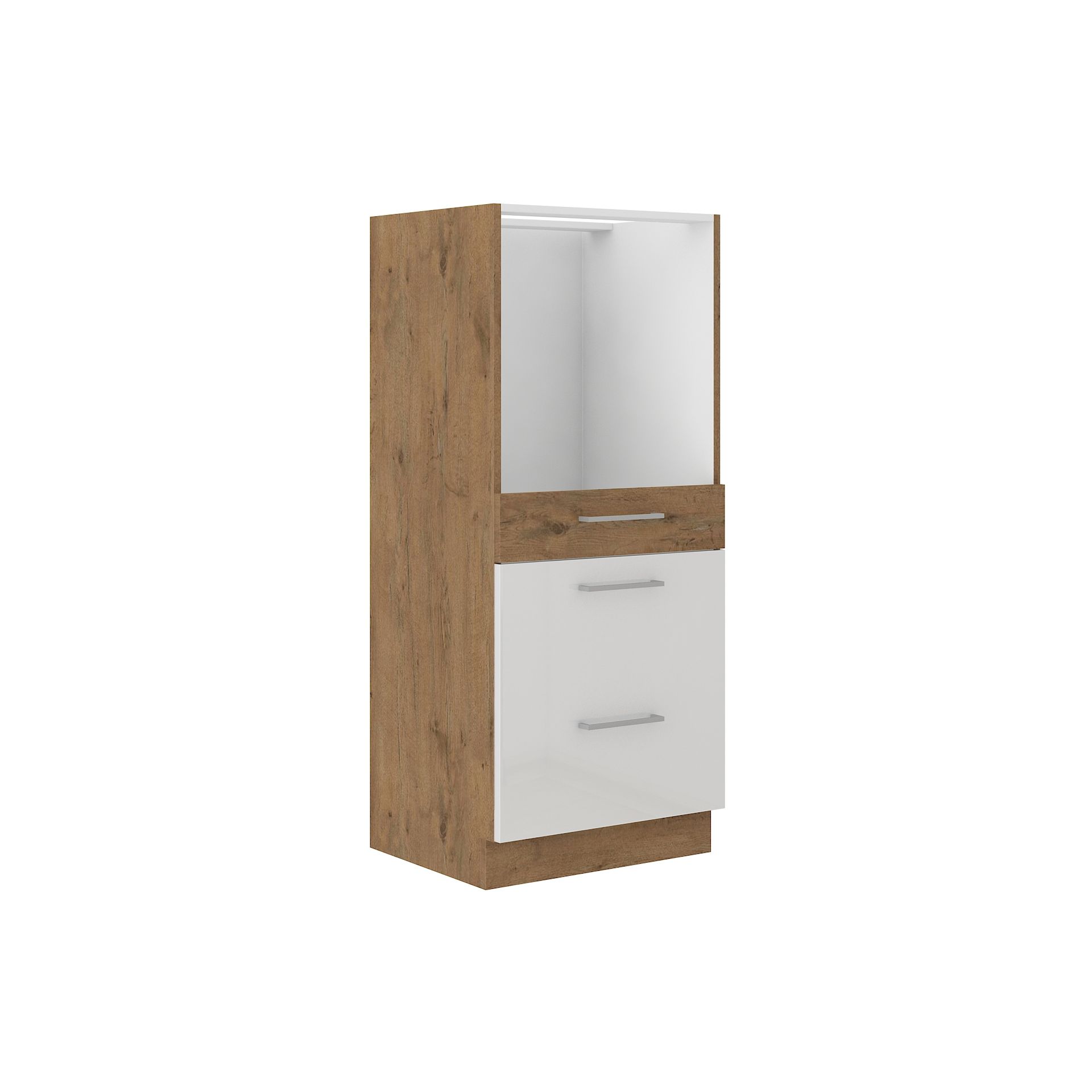 Szafka Dolna Wysoka Słupek Pod Zabudowę Piekarnika 60 DPS-145 3S Vigo Biały Połysk Stolarz Lempert Biały, Dąb Lancelot