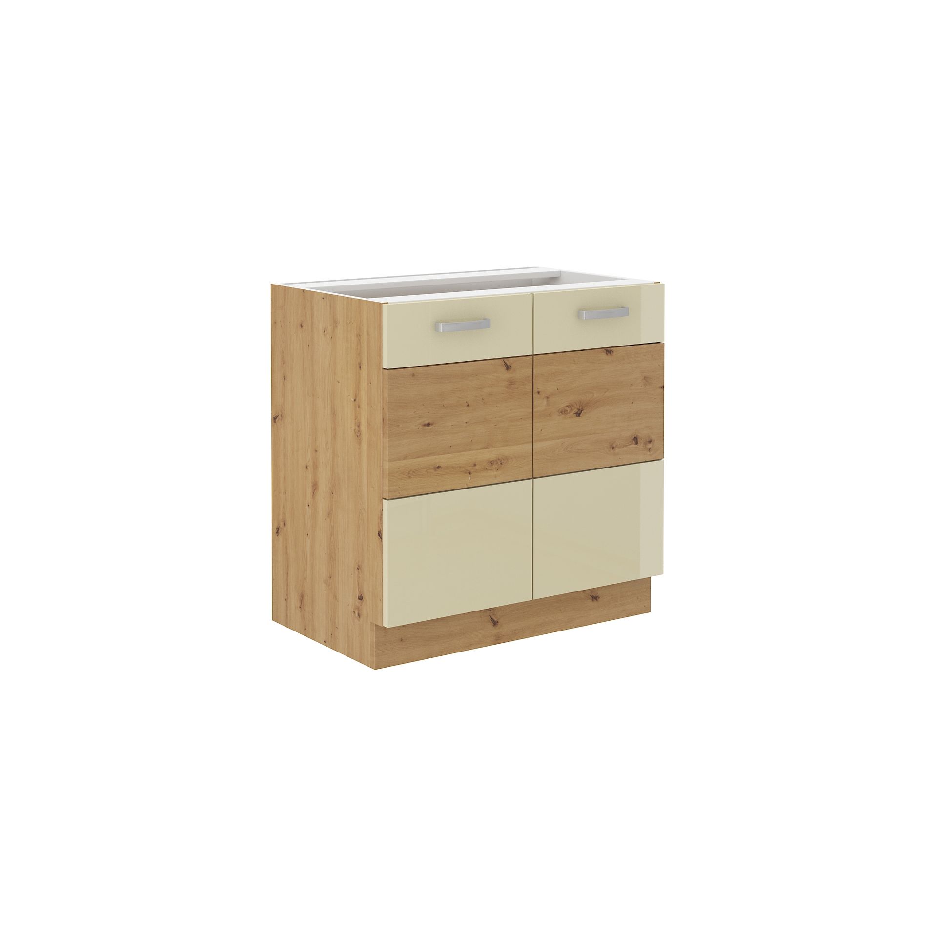 Szafka Dolna Stojąca 2 Drzwi 80 D 2F Artisan Krem Połysk Stolarz Lempert Dąb Artisan, Krem