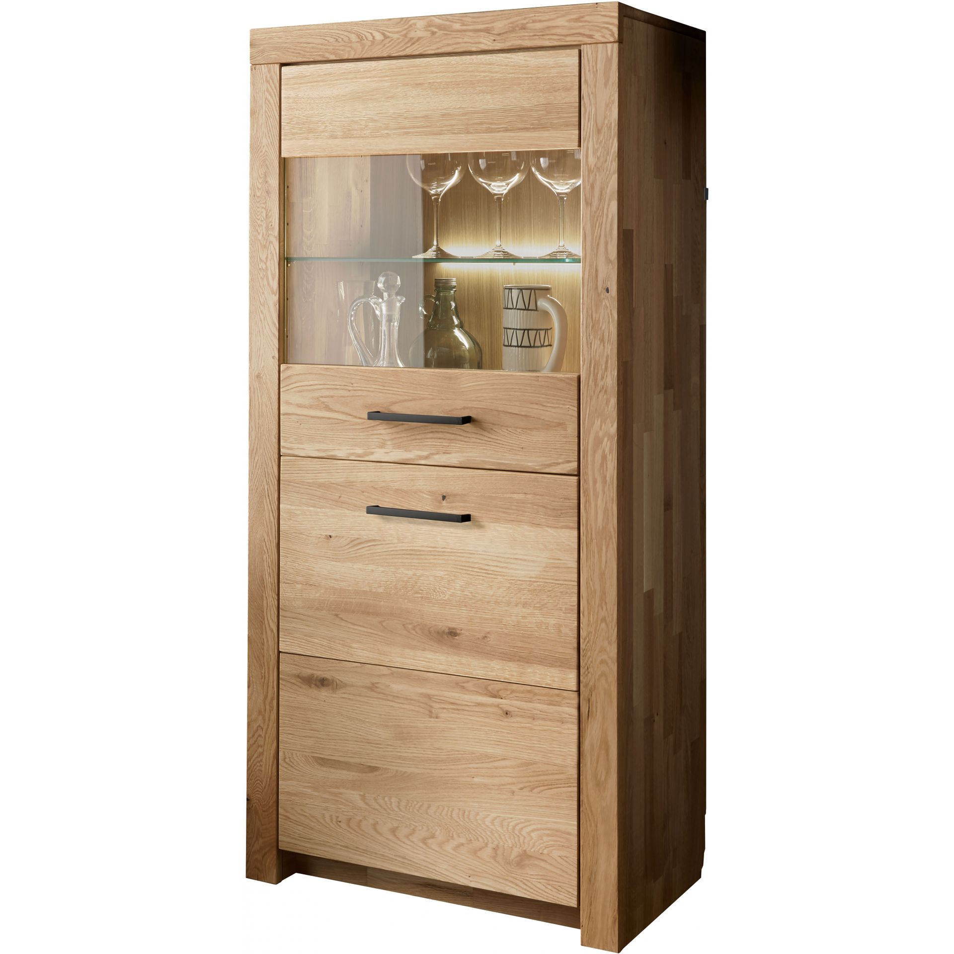 Kredens IV Drewniany z Dębu Olejowanego Lewy WZ-0169-0601 WZ-0169 G+K Meble Niklowany Srebrny