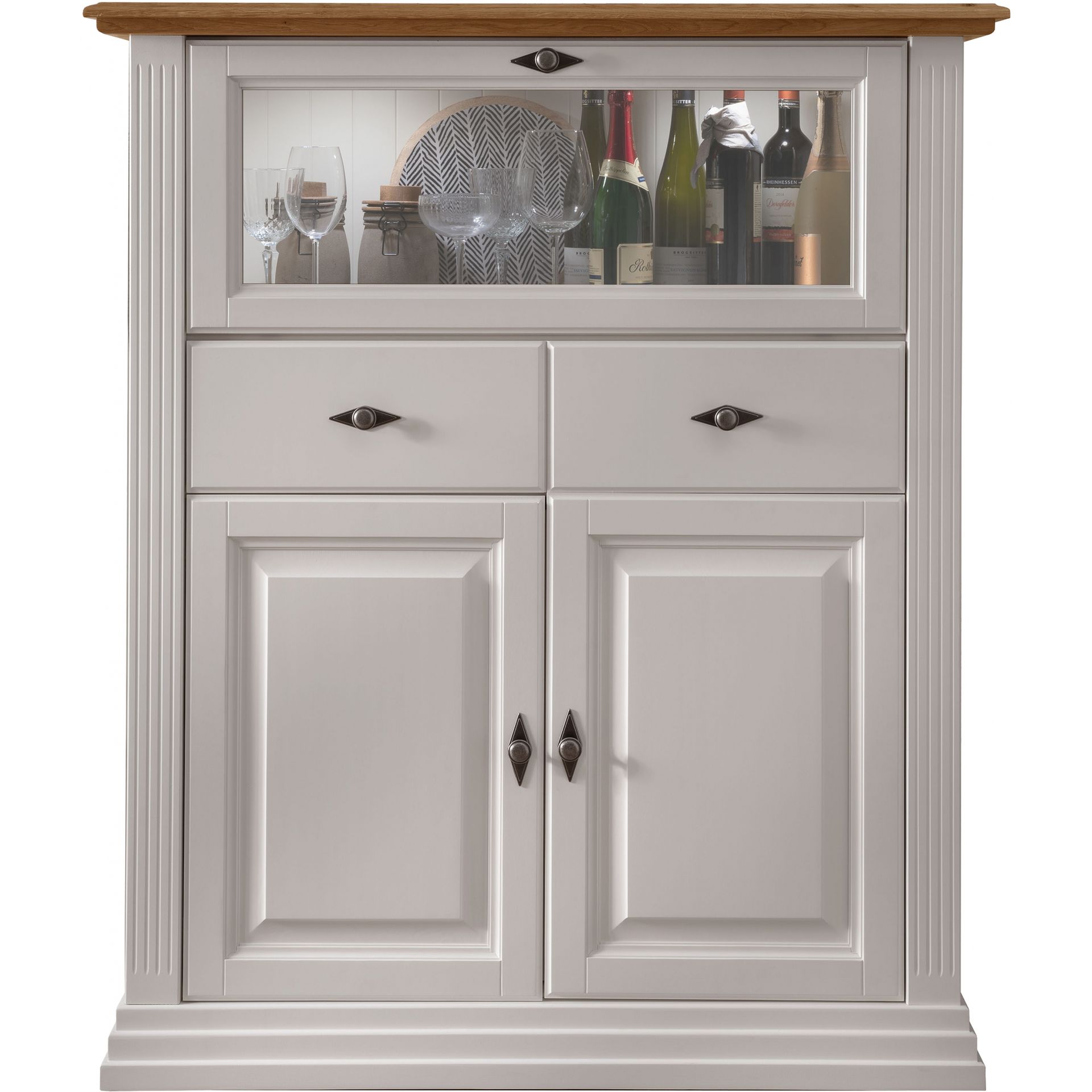 Kredens III Drewniany z Białej Sosny WZ-0622-0501 WZ-0622 G+K Meble Sosna Woskowana Na Biało, Dąb Olej