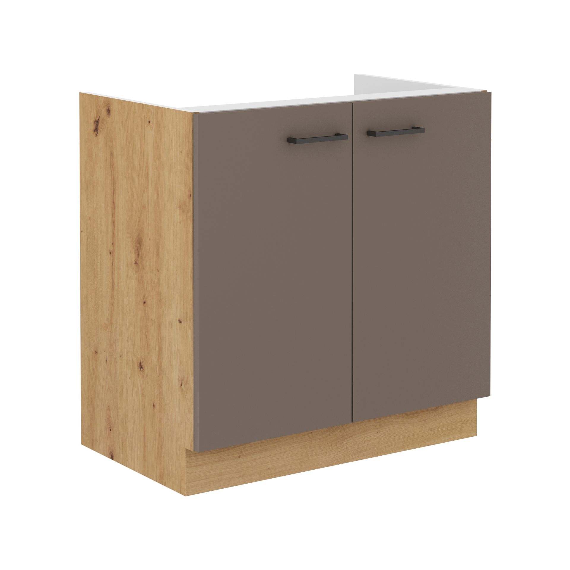 Szafka Pod Zlewozmywak 2 Drzwi 80ZL 2F Bolonia Stolarz Lempert Truffle Grey, Dąb Artisan