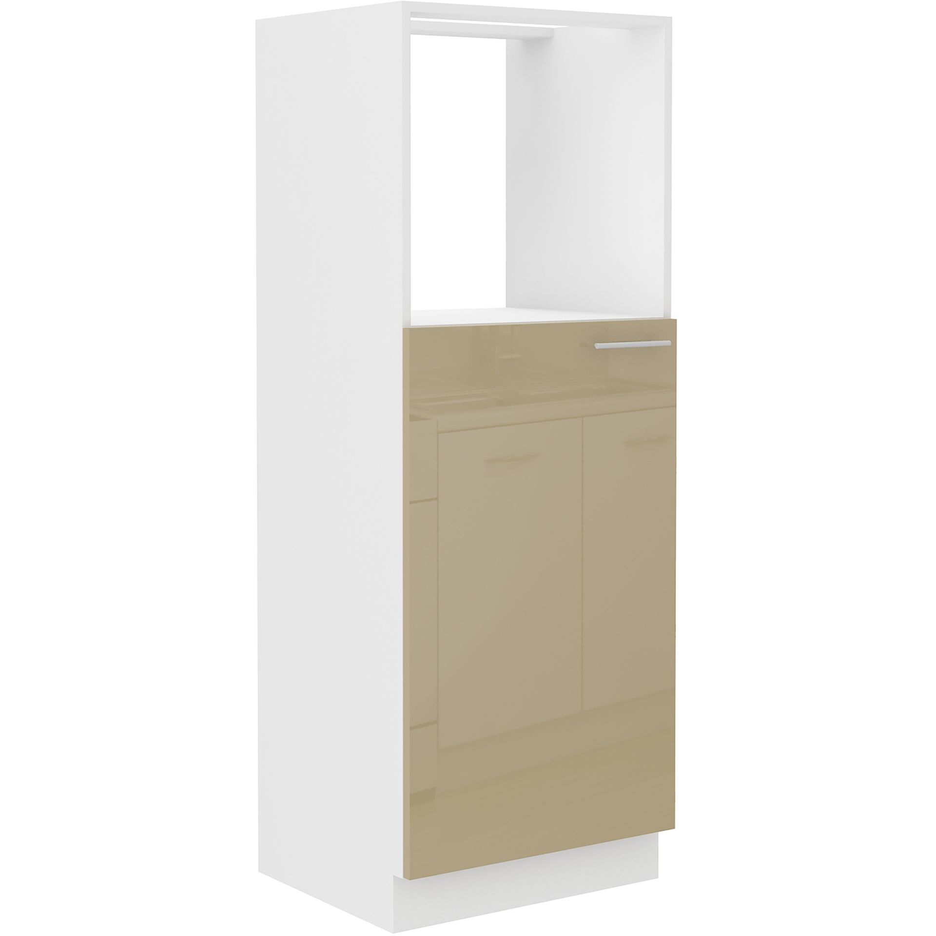 Szafka Dolna Wysoka Słupek Pod Zabudowę Piekarnika 60 DKPL-162 1F Lara Cappucino Połysk Stolarz Lempert Cappuccino, Biały
