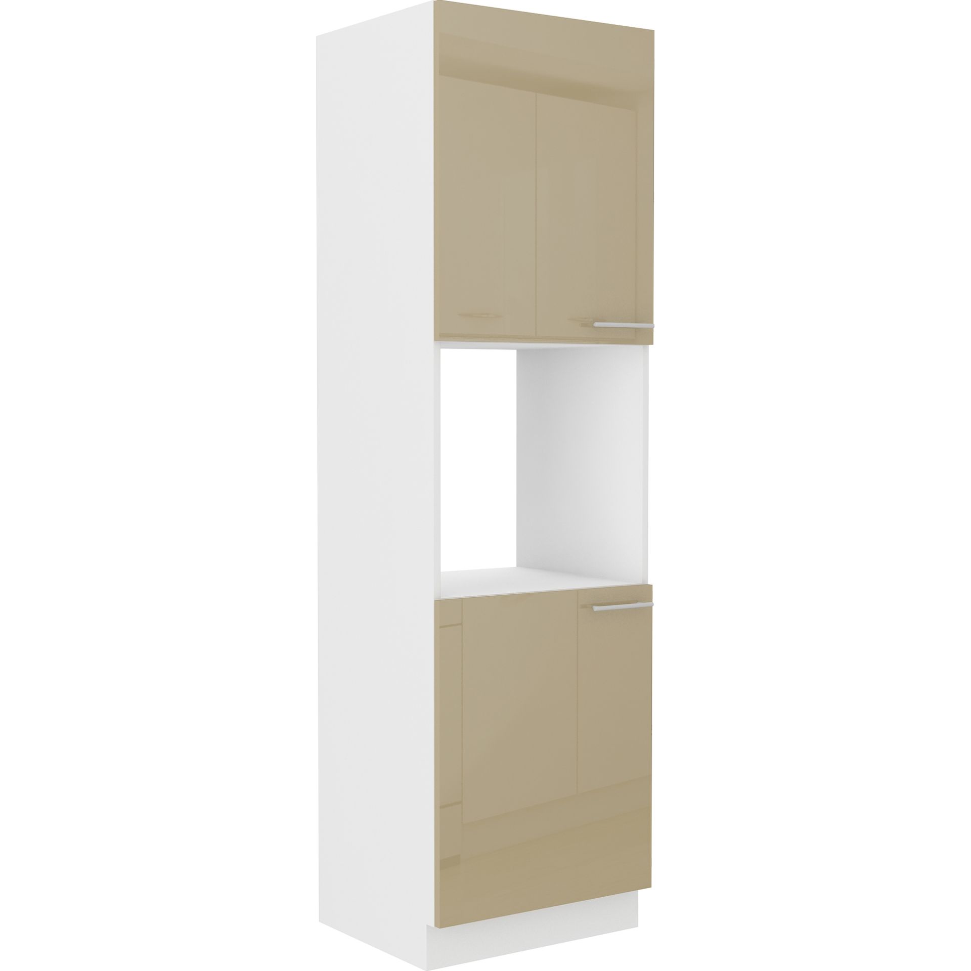 Szafka Dolna Wysoka Słupek Pod Zabudowę Piekarnika 60 DP-210 2F Lara Cappucino Połysk Stolarz Lempert Cappuccino, Biały