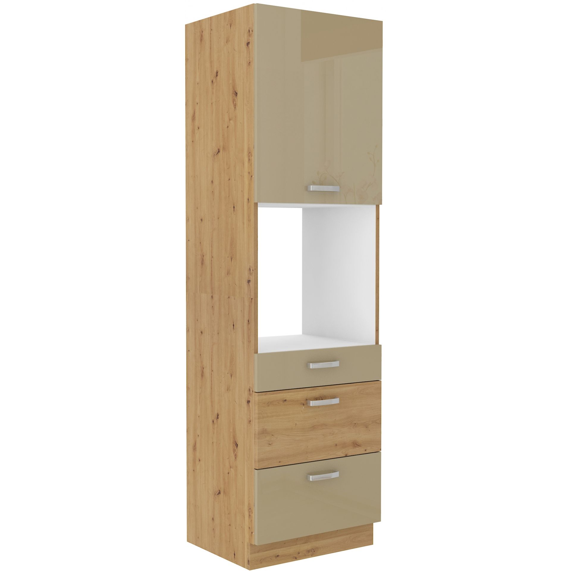 Szafka Dolna Wysoka Słupek Pod Zabudowę Piekarnika 60 DPS-210 3S 1F Artisan Cappucino Połysk Stolarz Lempert Dąb Artisan, Cappucino