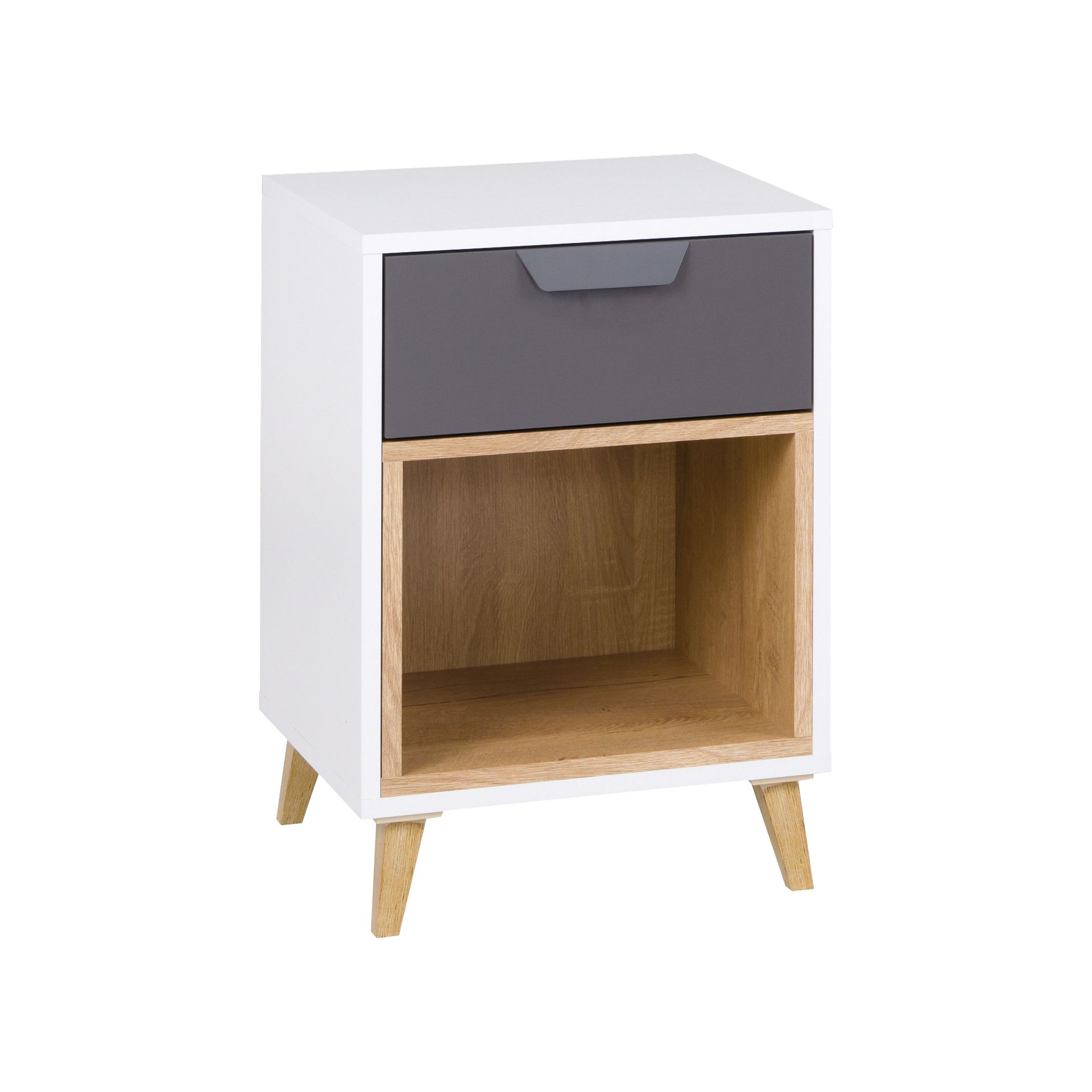 Szafka Nocna 11 Joker Jurek Meble Grafit, Biały, Dąb Lefkas