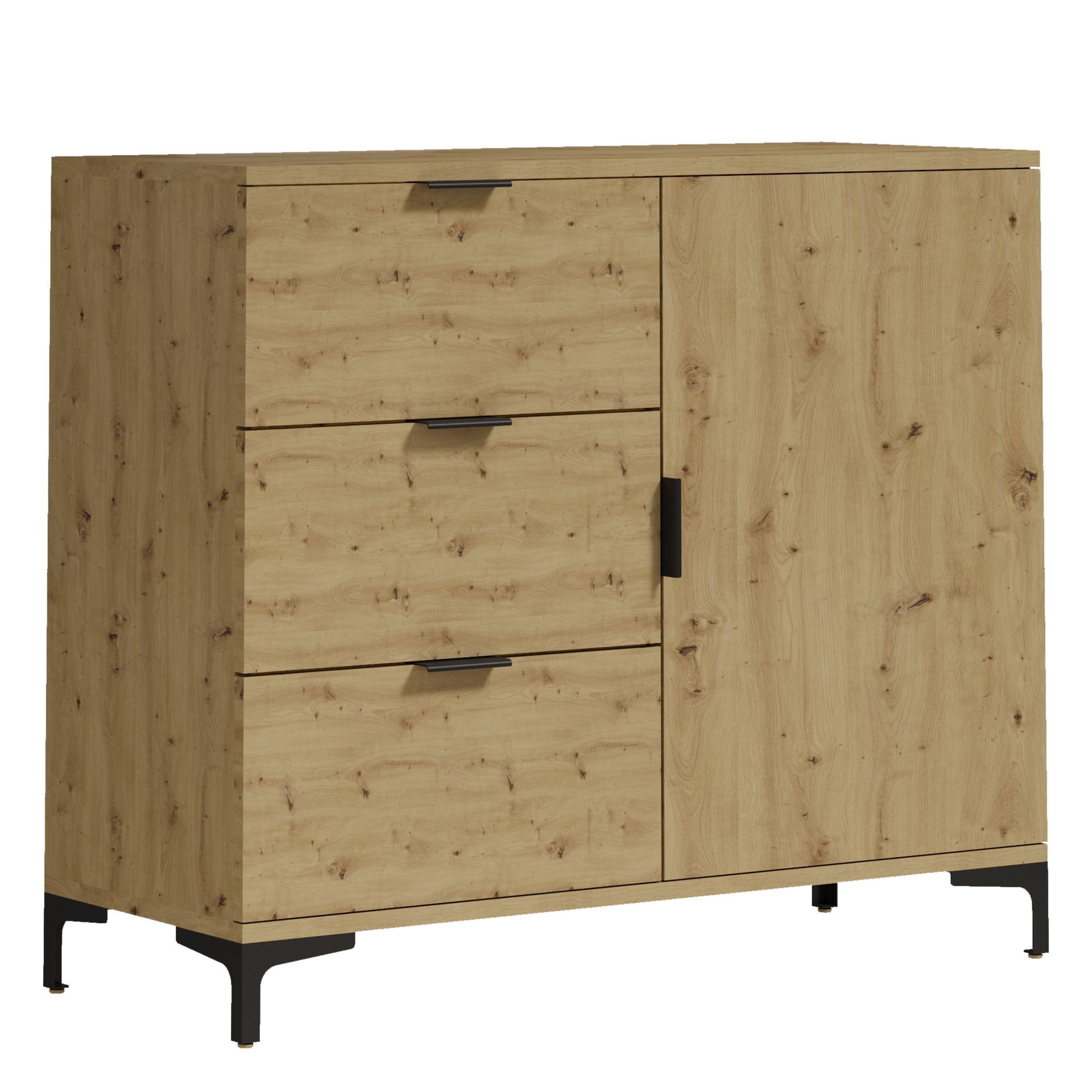 Komoda 1000 1D3S Len 03 Lena Artisan Meblomax Dąb Artisan