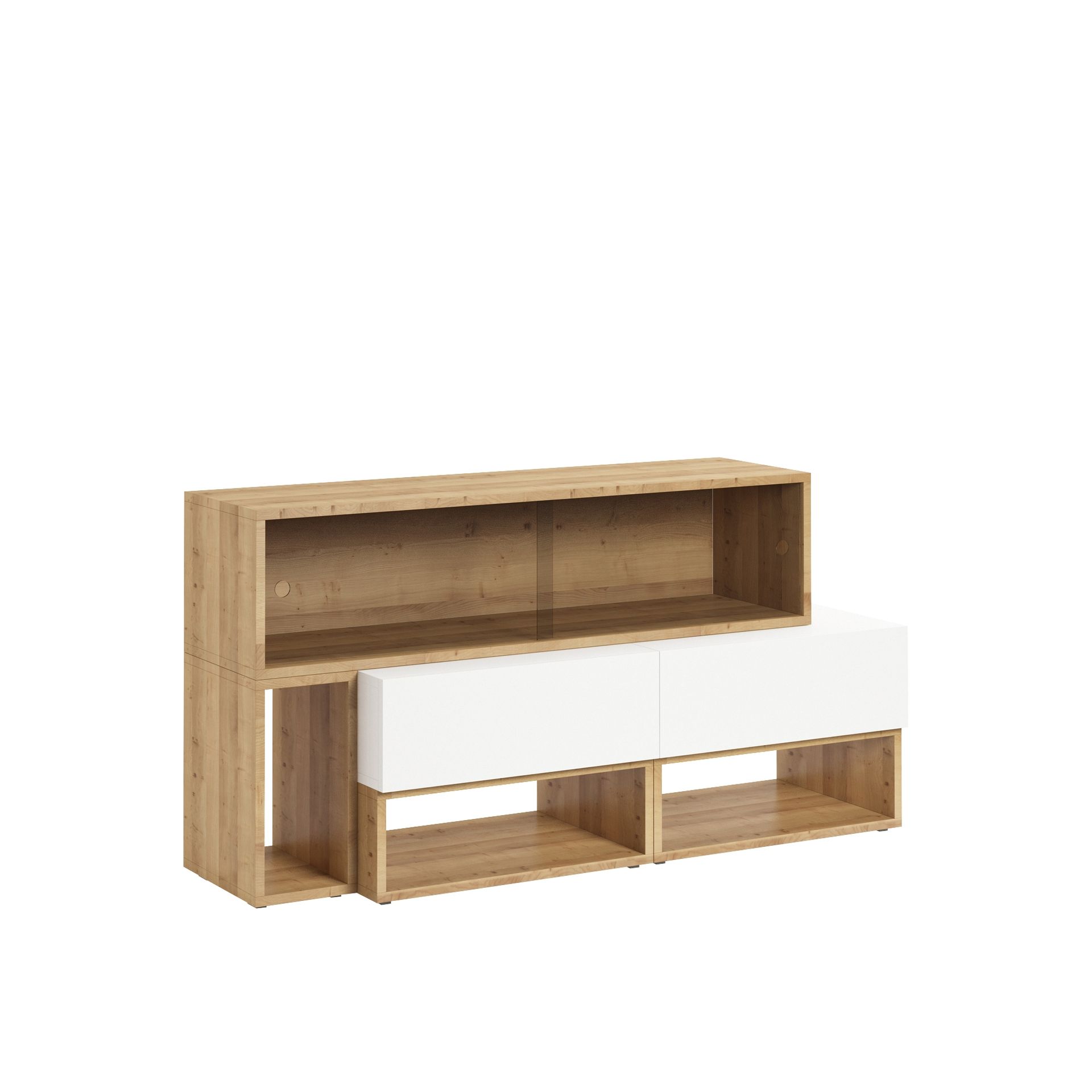 Komoda Set Glera Dublo AA177 Connect Wood Uniqform Naturalny Fornir Dębowy, Dąb, Lakier RAL9003, Mat