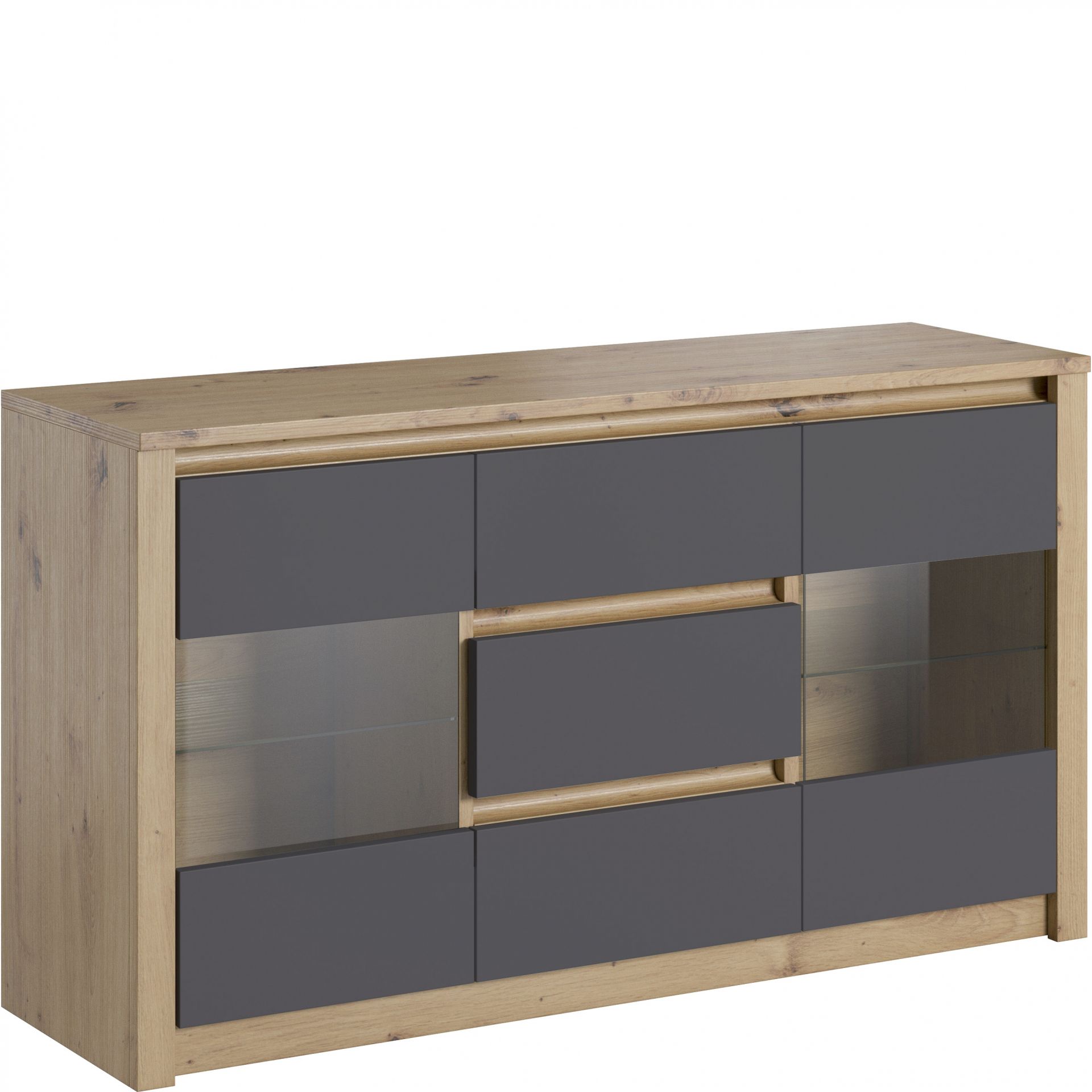 Komoda K2D Malta Grey Gała Meble Grey, Dąb Artisan