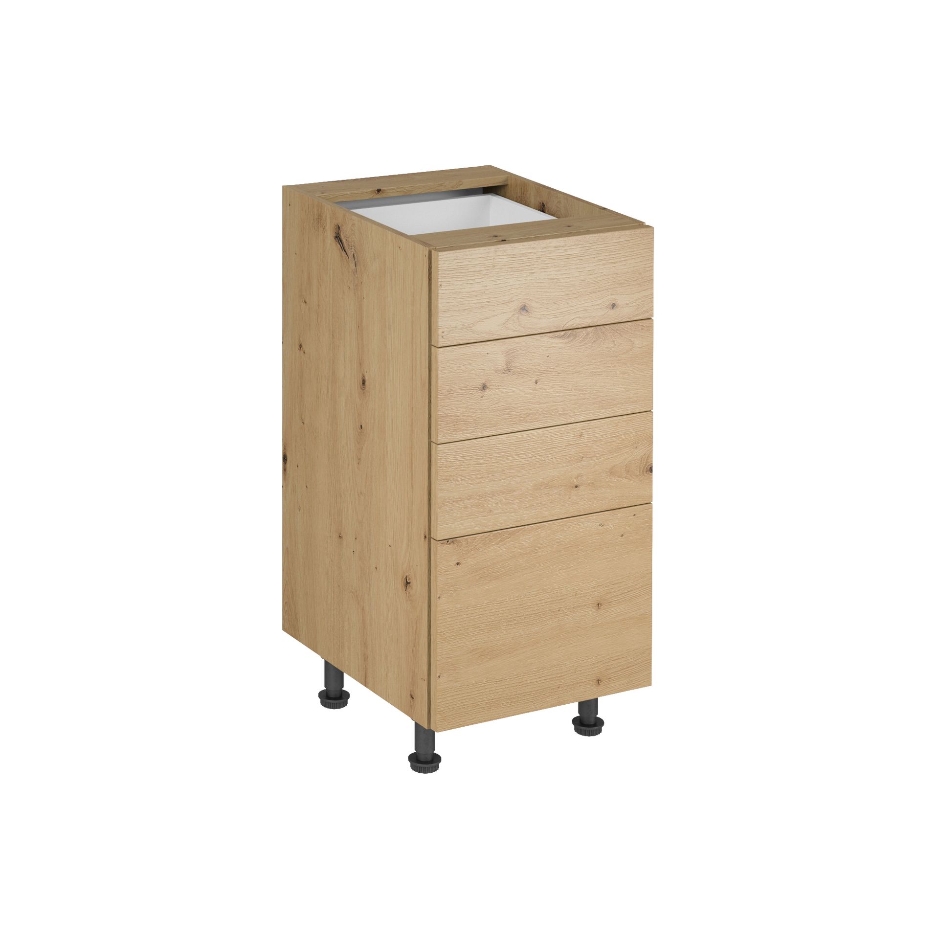 Szafka Dolna Stojąca 4 Szuflady D40S4 Langen Gała Meble Dąb Artisan, Metal Czarny