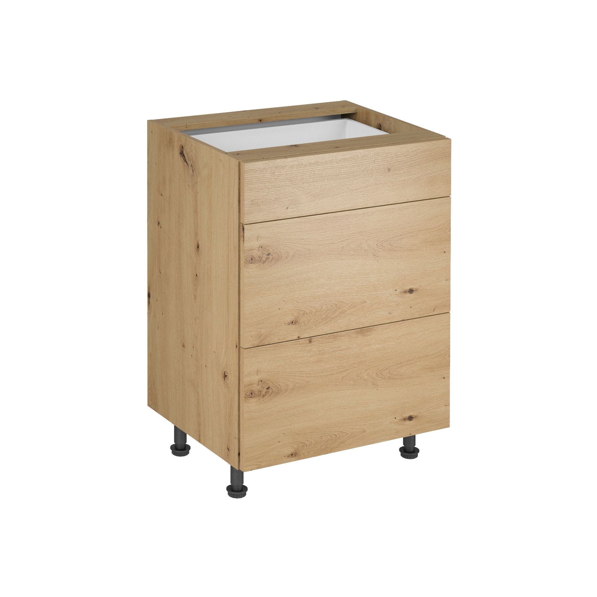 Szafka Dolna Stojąca 3 Szuflady D60S3 Langen Gała Meble Dąb Artisan, Brak - System Push to Open