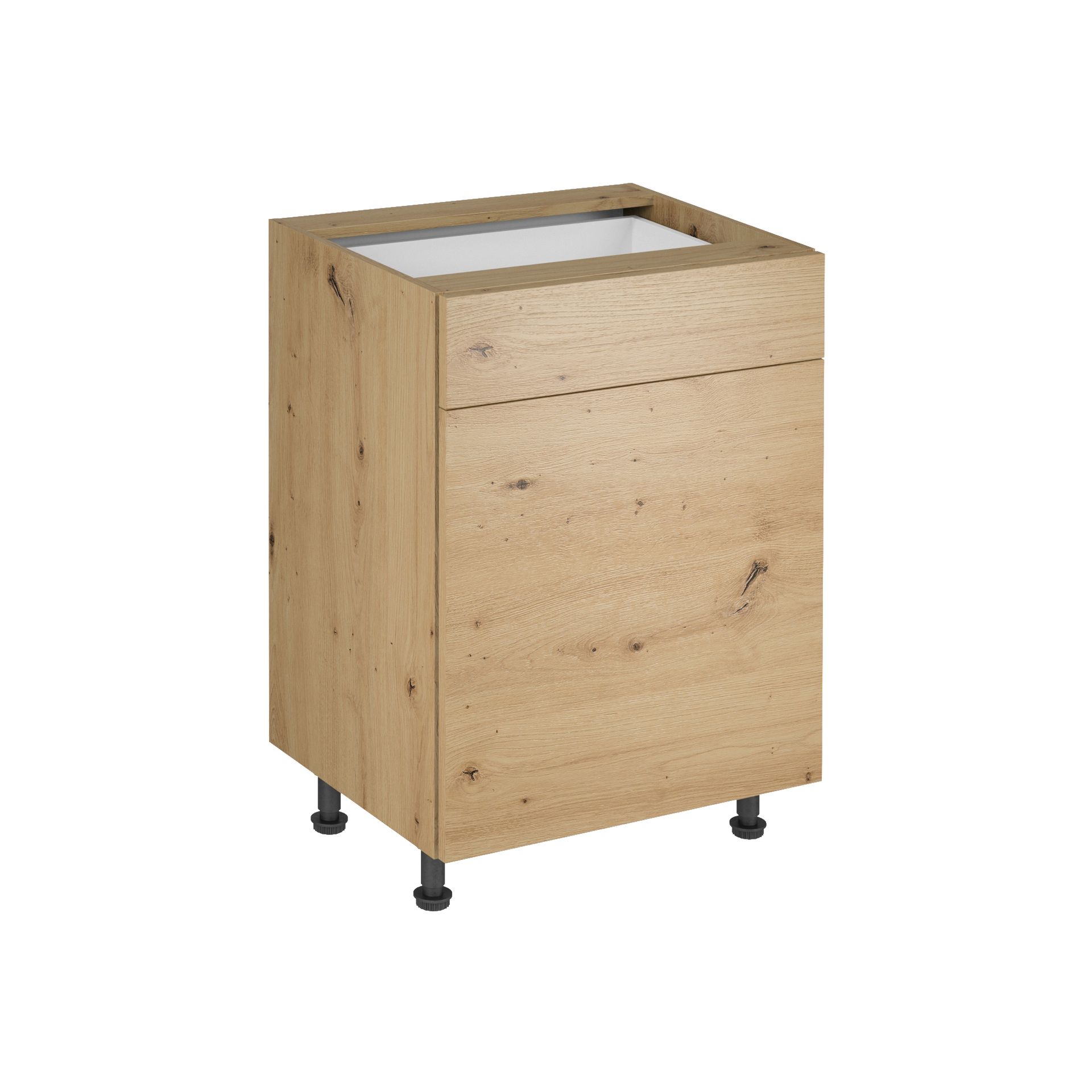 Szafka Dolna Stojąca 1 Drzwi 1 Szuflada D60S1 Langen Gała Meble Beige Mat, Metal Czarny