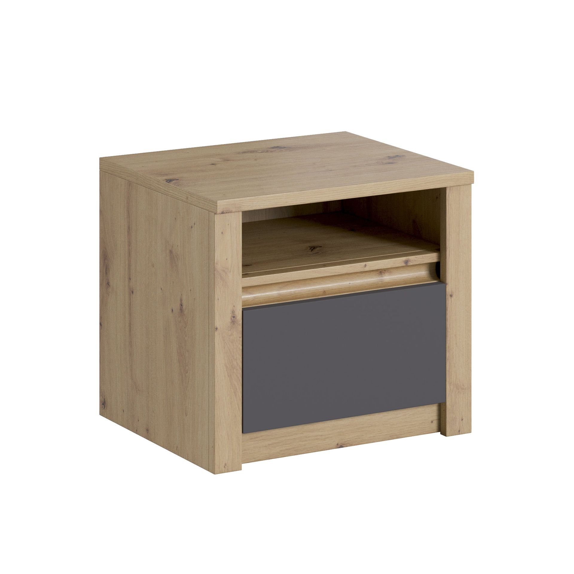 Stolik Nocny SN Malta Sypialnia Grey Gała Meble Grey, Dąb Artisan