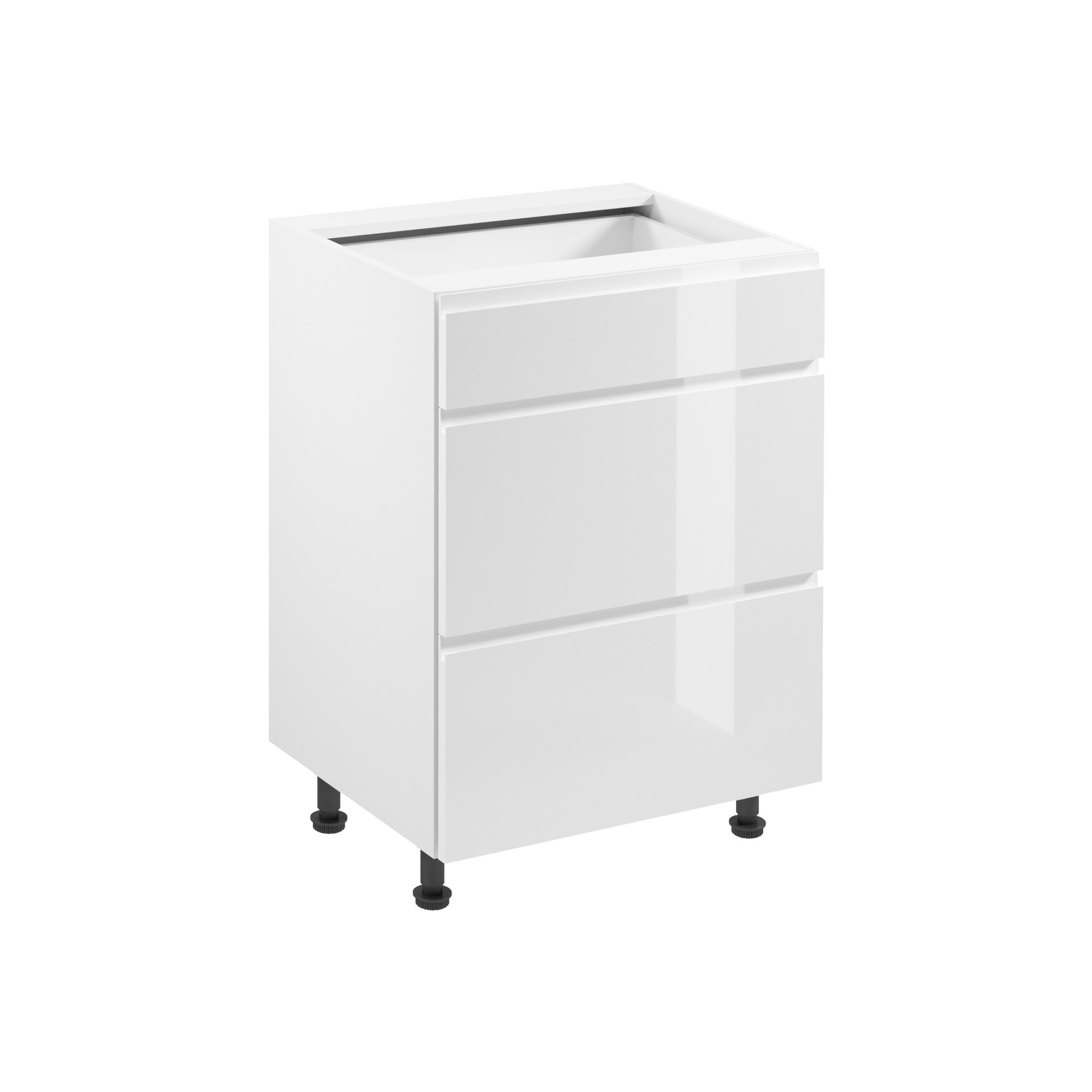 Szafka Dolna Stojąca 3 Szuflady D60S3 Aspen Gała Meble White Połysk