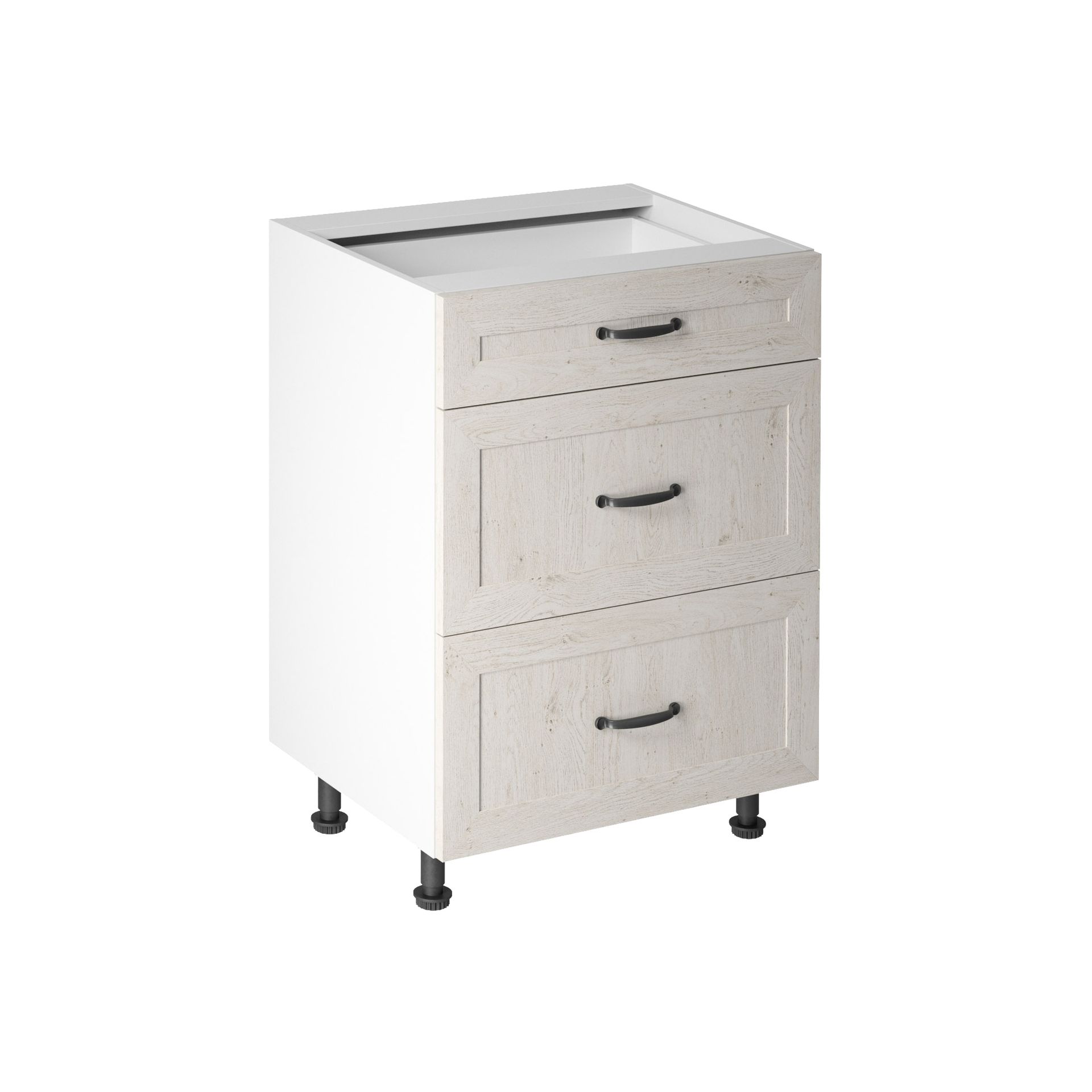 Szafka Dolna Stojąca 3 Szuflady D60S3 Royal Gała Meble Sosna Nordycka, Biały