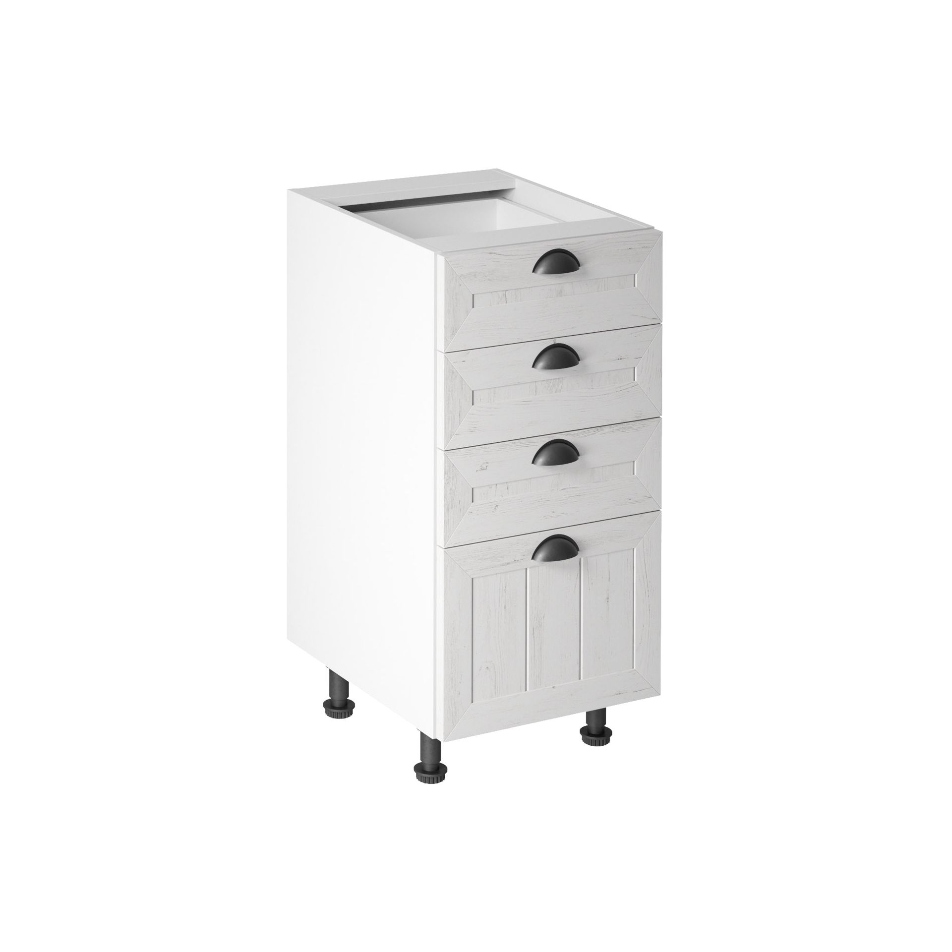 Szafka Dolna Stojąca 4 Szuflady D40S4 Prowansja Gała Meble Sosna Andersen, Biały