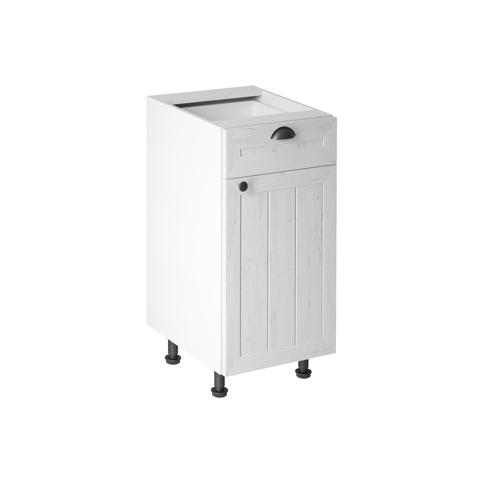 Szafka Dolna Stojąca 1 Drzwi 1 Szuflada D40S1 Prawa Prowansja Gała Meble Sosna Andersen, Biały