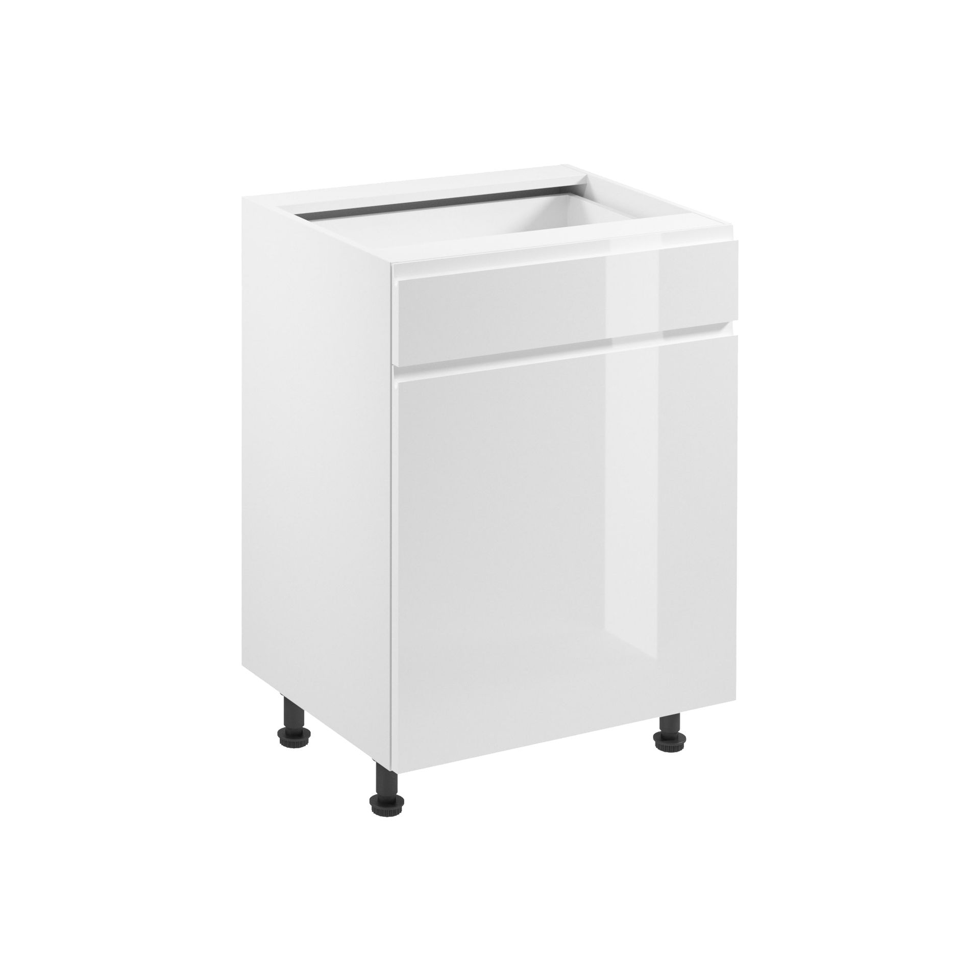 Szafka Dolna Stojąca 1 szuflada1 Drzwi D60S1 Prawa Aspen Gała Meble White Połysk